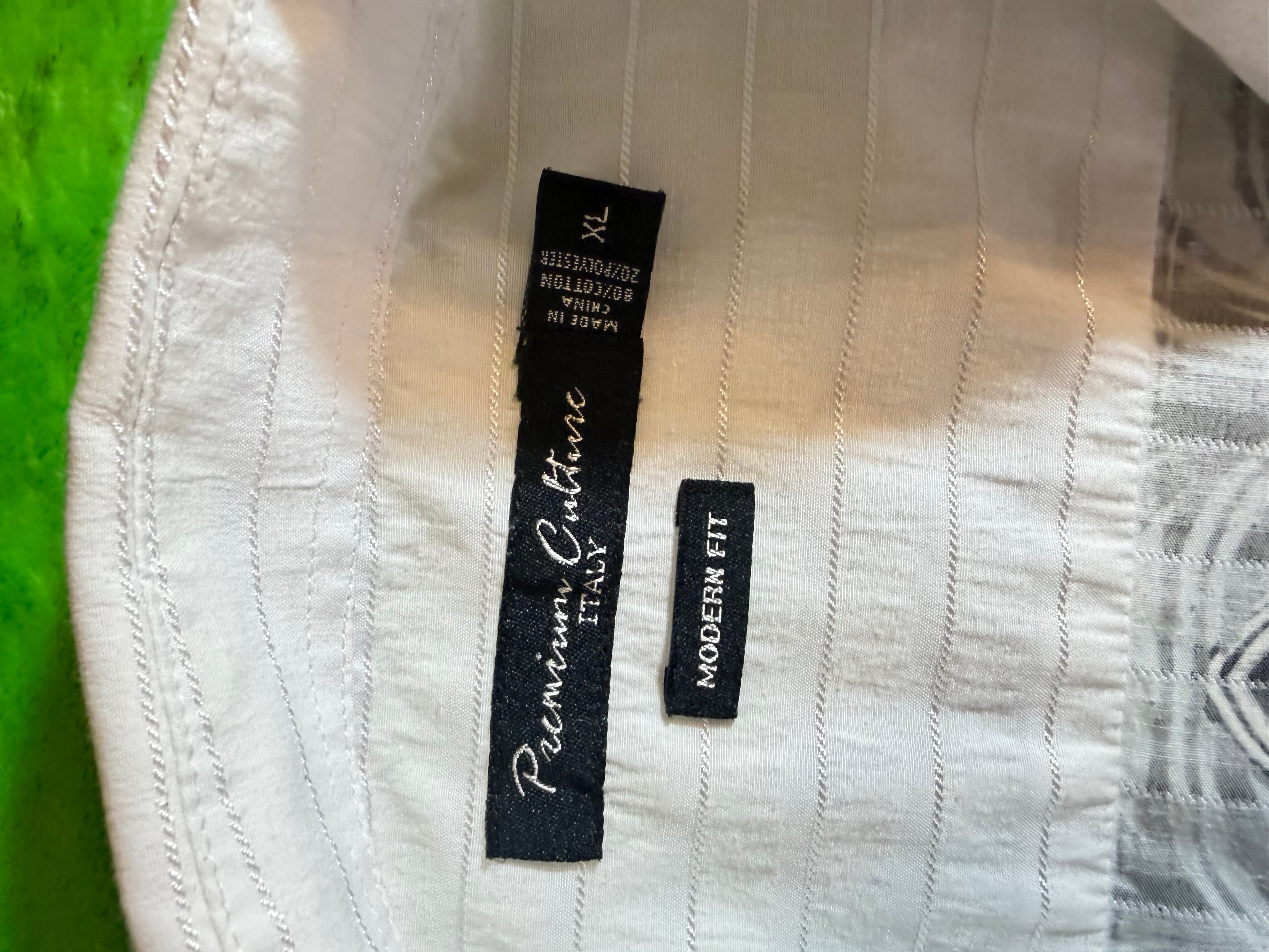 Premium Couture Italy XL White Fleur-de-Lis Dress Shirt - Thumbnail 3