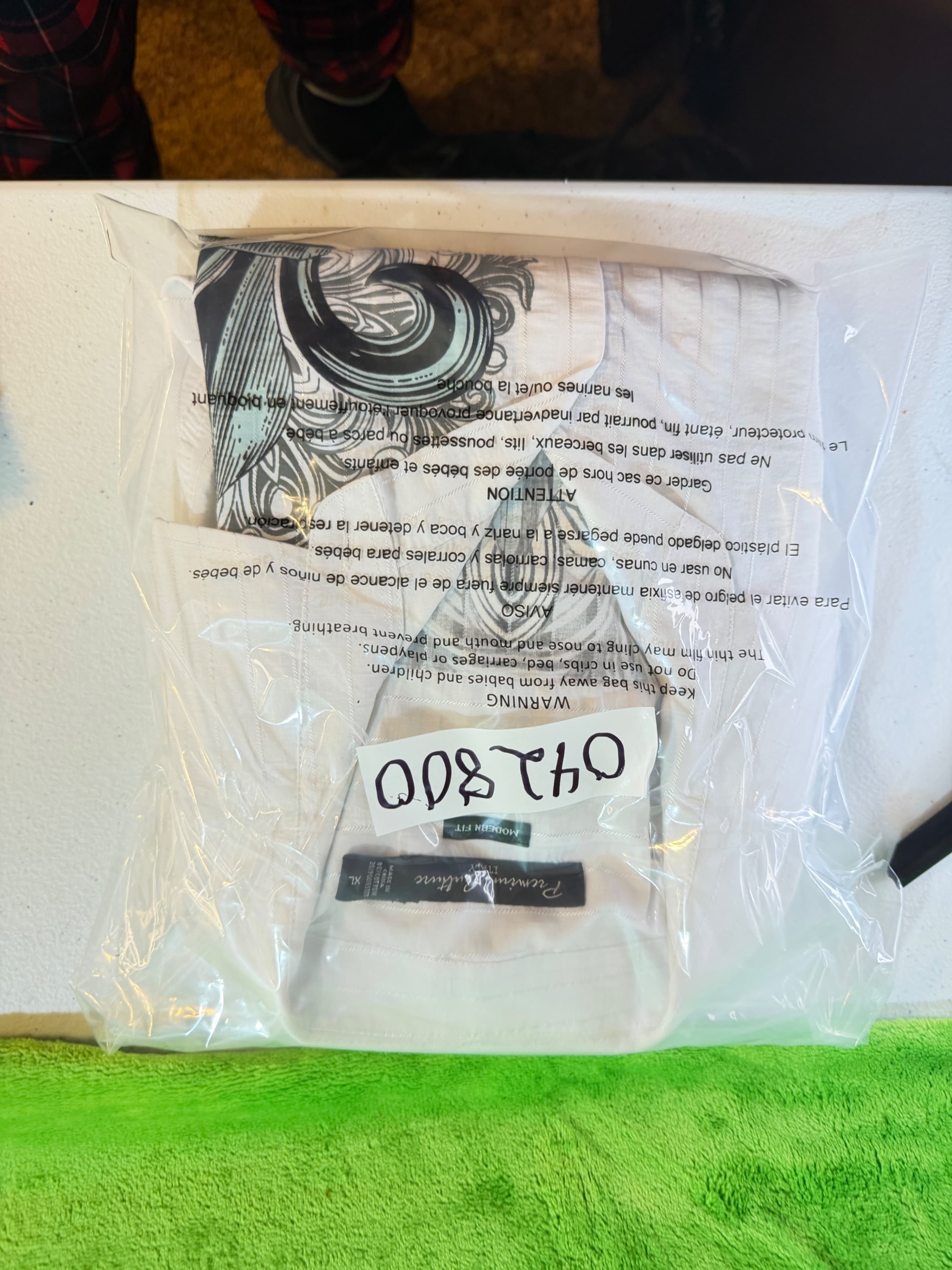 Premium Couture Italy XL White Fleur-de-Lis Dress Shirt - Thumbnail 8