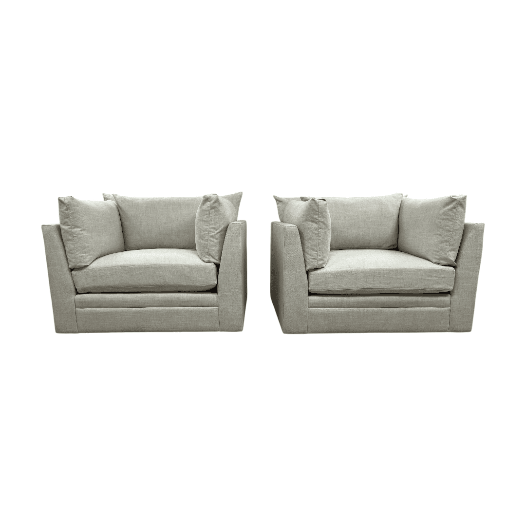 Classic Home Audrey Upholstered Swivel Armchair Set of 2 - Image 1