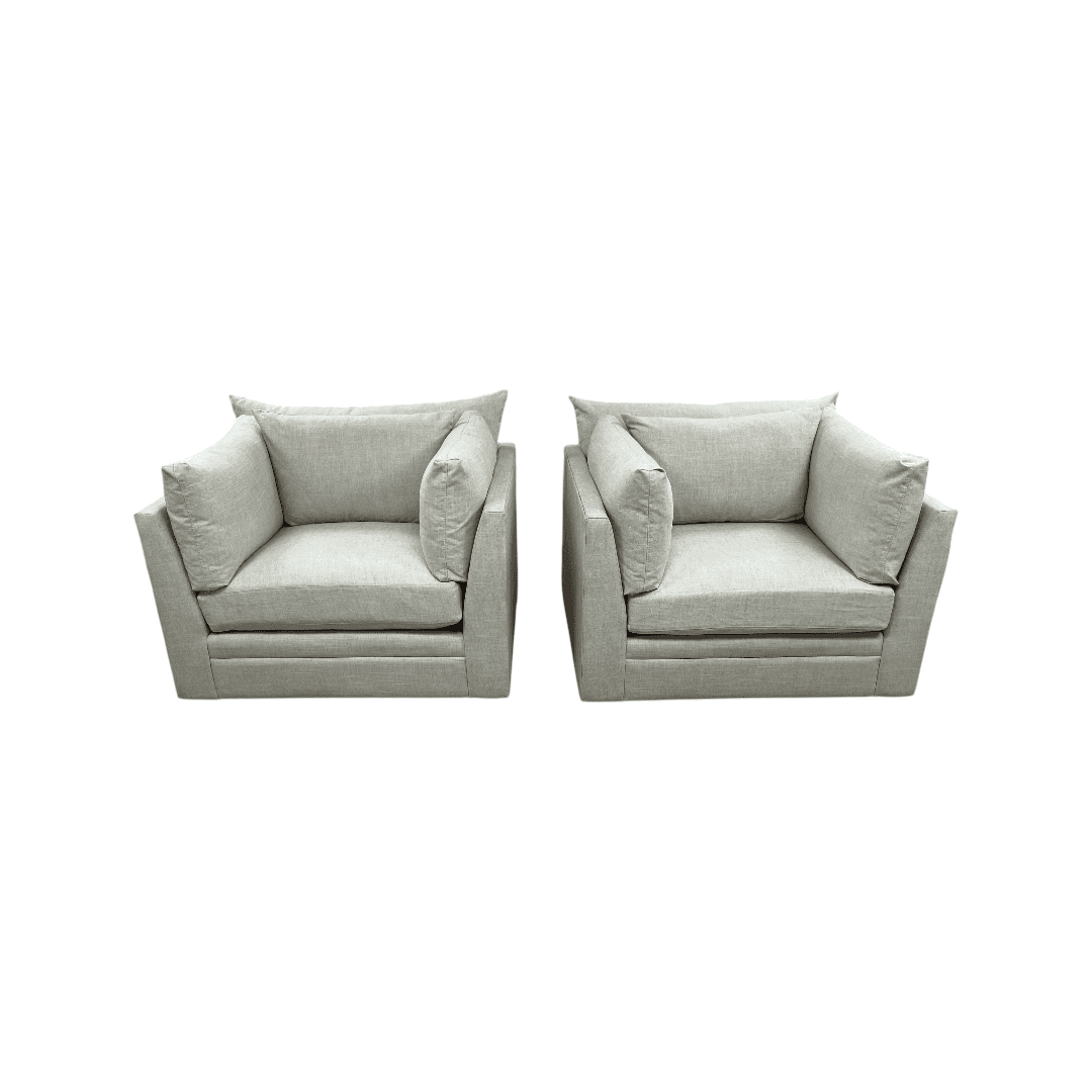 Classic Home Audrey Upholstered Swivel Armchair Set of 2 - Thumbnail 2
