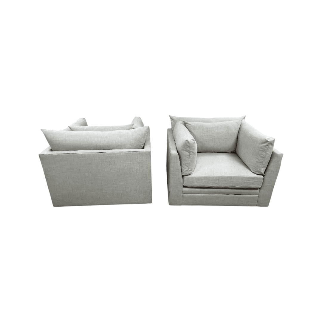 Classic Home Audrey Upholstered Swivel Armchair Set of 2 - Thumbnail 13
