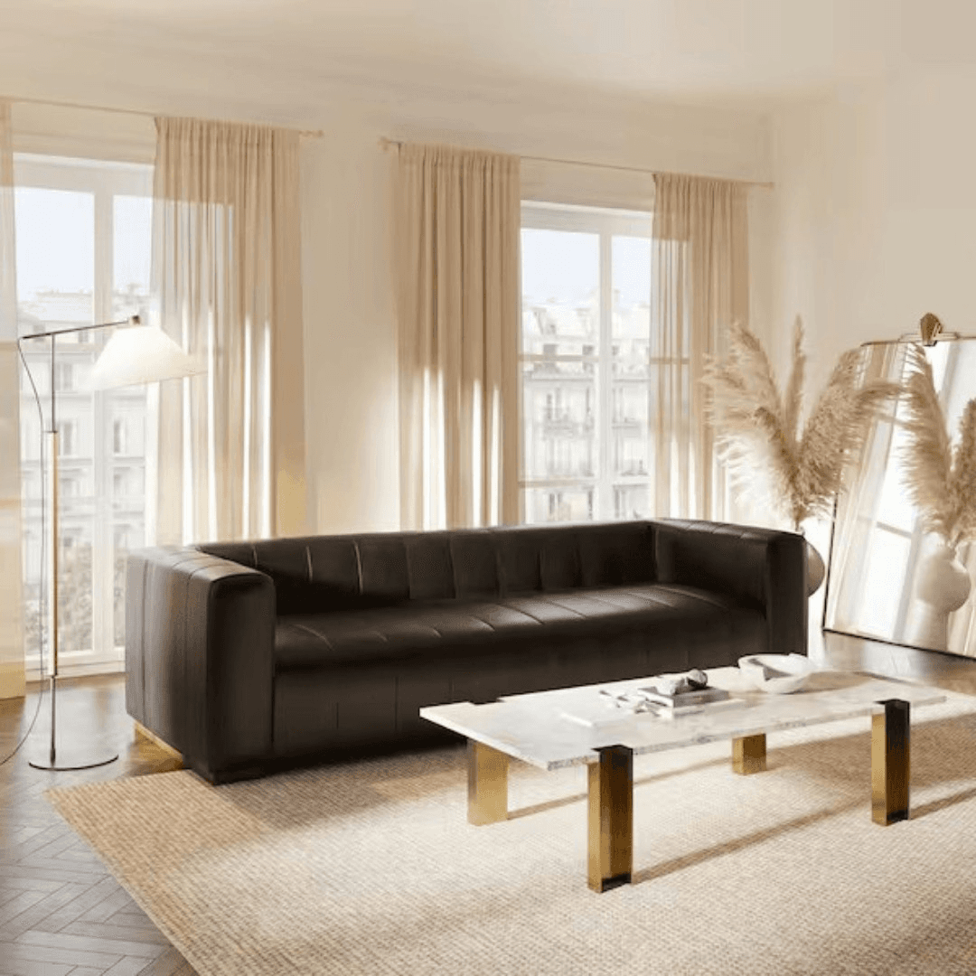 Poly and Bark Canale Leather Sofa - Onyx Black - Image 1