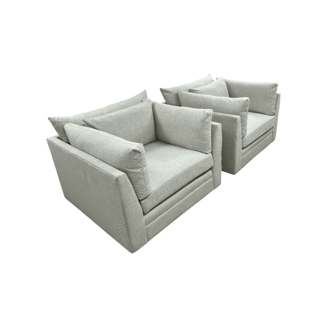 Classic Home Audrey Upholstered Swivel Armchair Set of 2 - Thumbnail 4