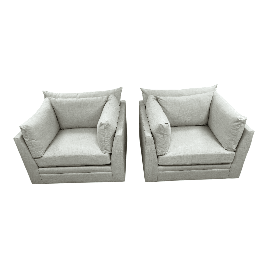 Classic Home Audrey Upholstered Swivel Armchair Set of 2 - Thumbnail 3