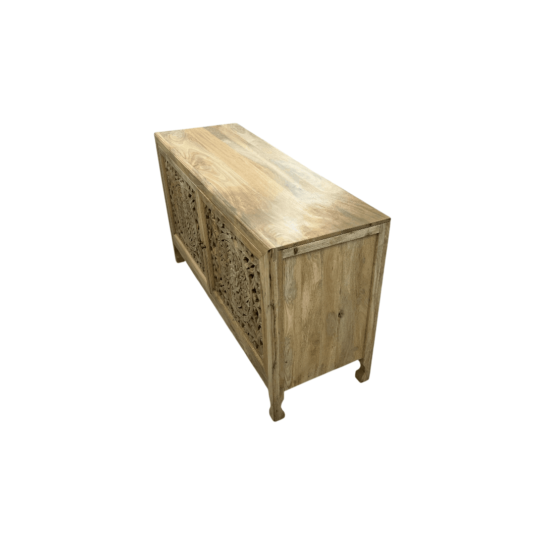 Kelly Clarkson Home Josiah 60" Solid Wood Carved Two Door Two Shelf Sideboard Cabinet - Thumbnail 11