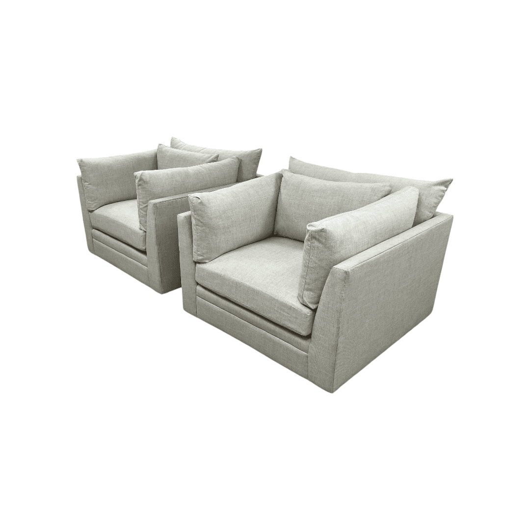 Classic Home Audrey Upholstered Swivel Armchair Set of 2 - Thumbnail 5