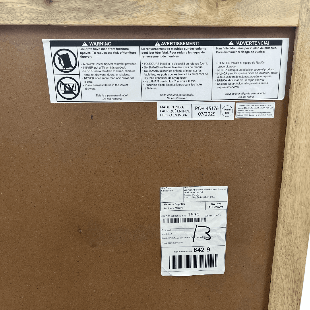 Kelly Clarkson Home Josiah 60" Solid Wood Carved Two Door Two Shelf Sideboard Cabinet - Thumbnail 10