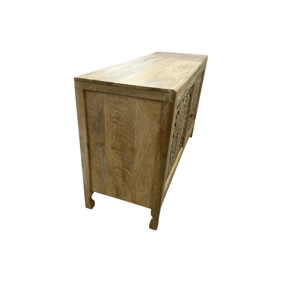 Kelly Clarkson Home Josiah 60" Solid Wood Carved Two Door Two Shelf Sideboard Cabinet - Thumbnail 15