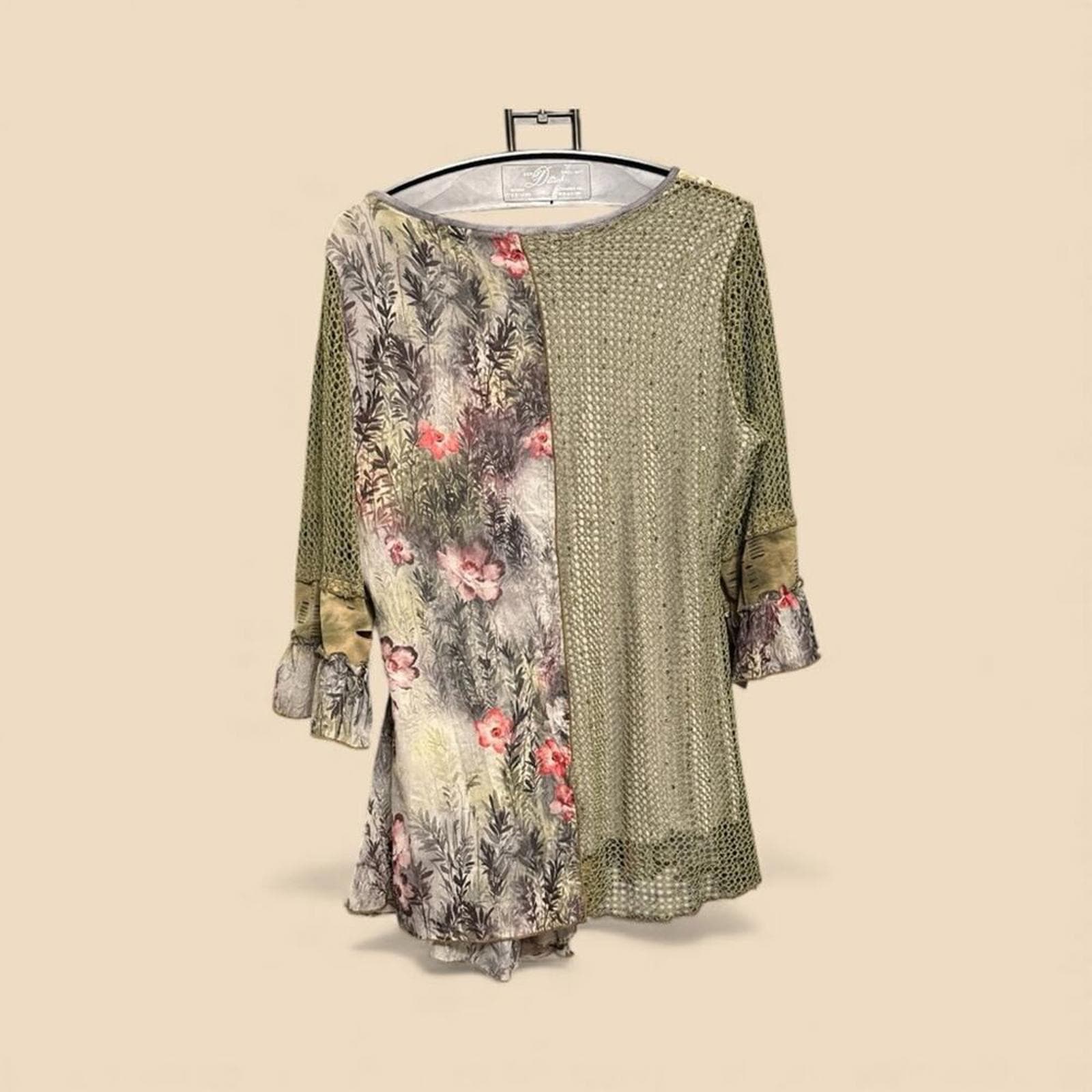 Radzoli Olive and Floral Blouse - Thumbnail 3