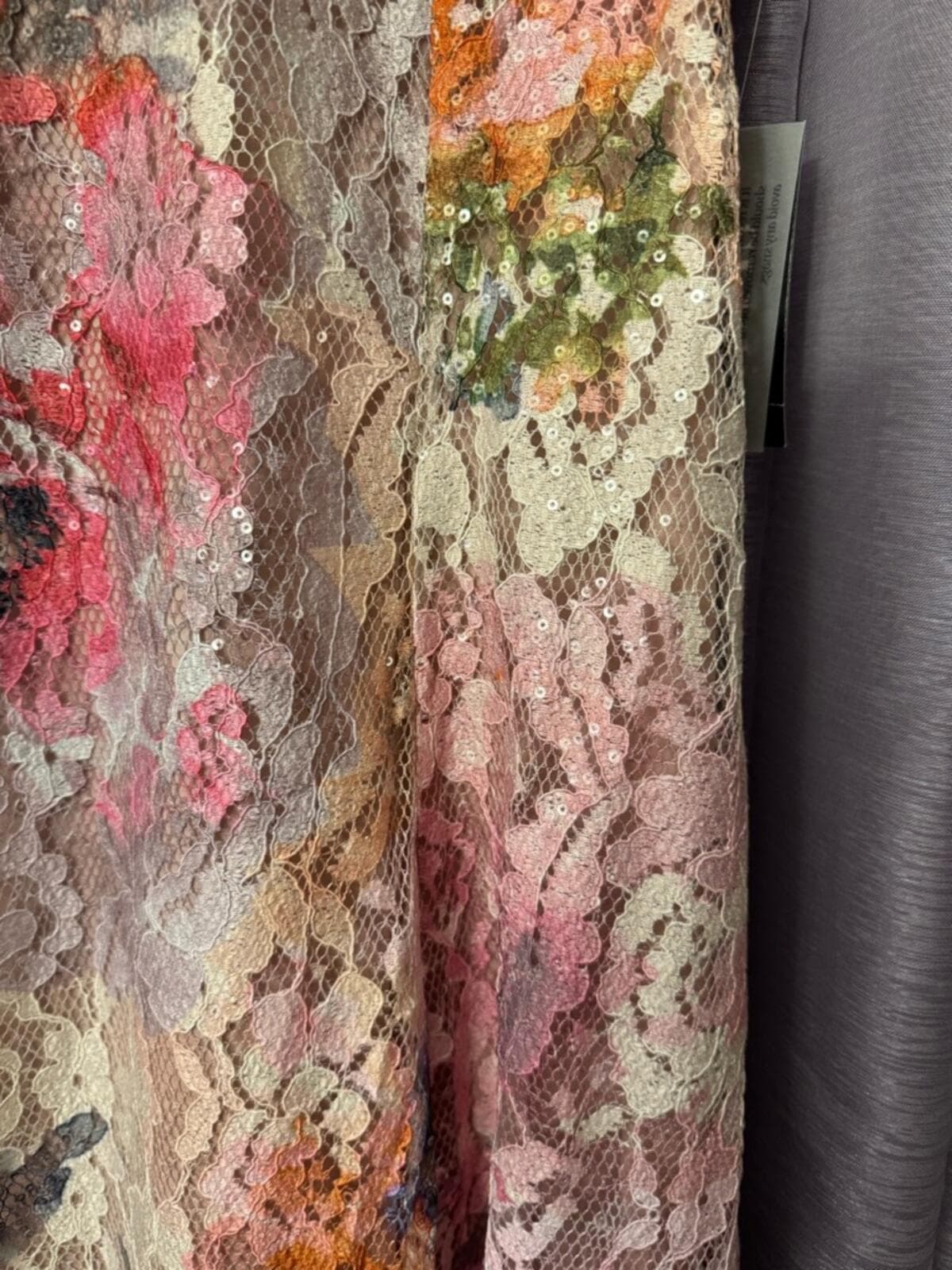 SLNY Floral Lace Midi Dress in Pink, Cream and Green - Thumbnail 4