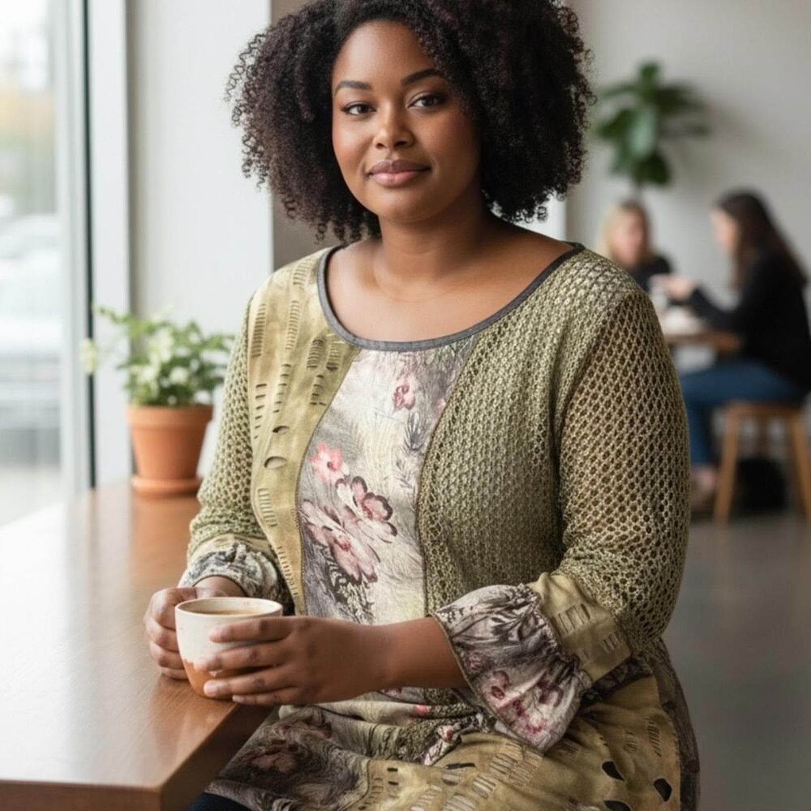 Radzoli Olive and Floral Blouse - Image 1
