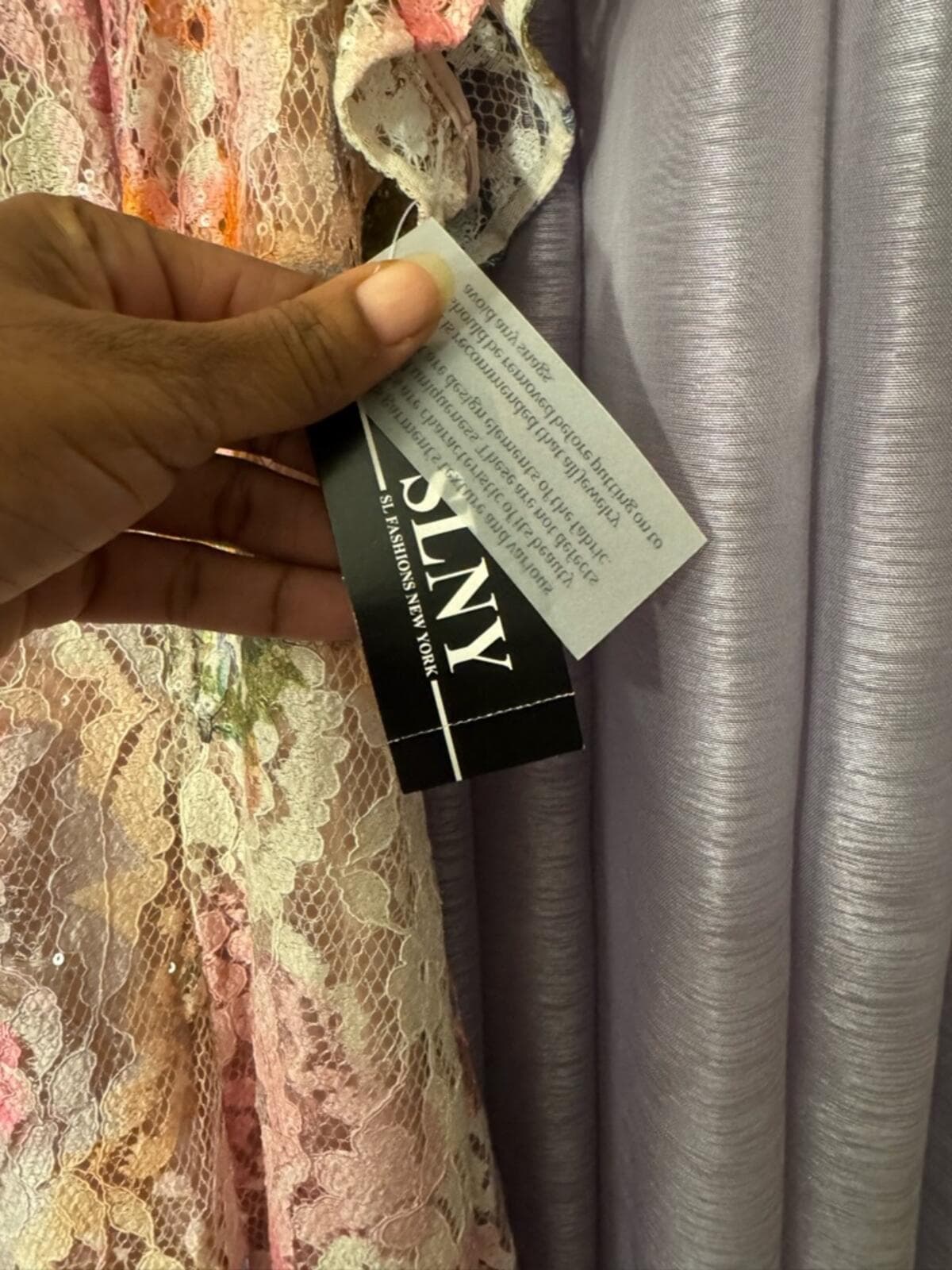 SLNY Floral Lace Midi Dress in Pink, Cream and Green - Thumbnail 5