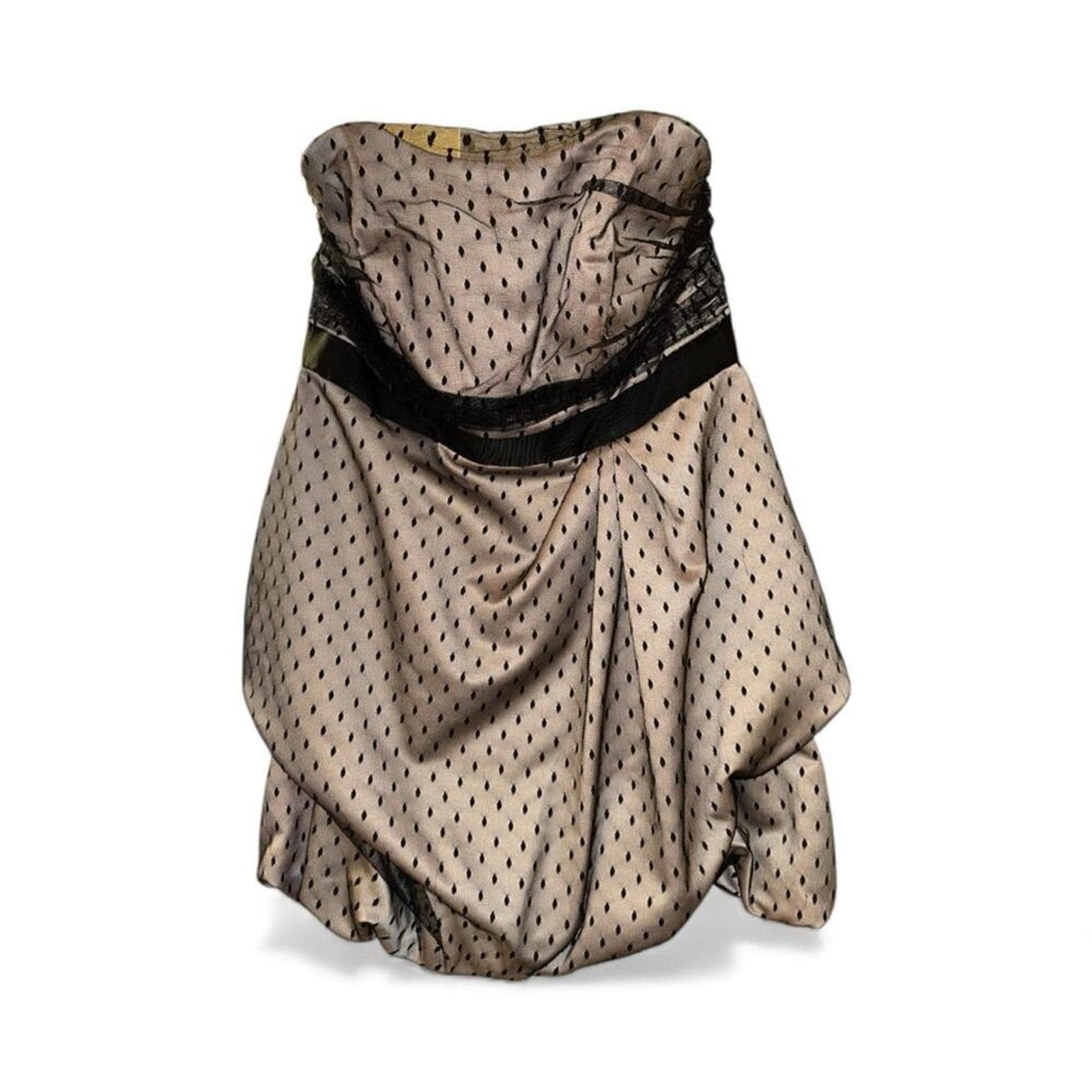 David's Bridal Classic Polka Dot Black Dress - Thumbnail 2