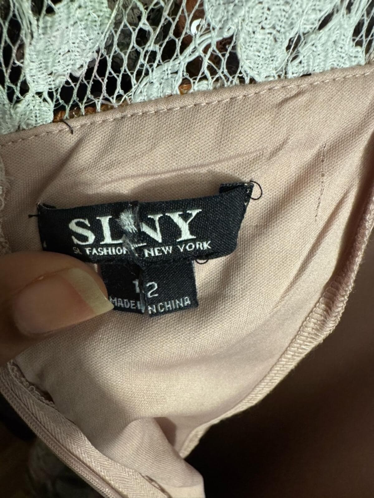 SLNY Floral Lace Midi Dress in Pink, Cream and Green - Thumbnail 8