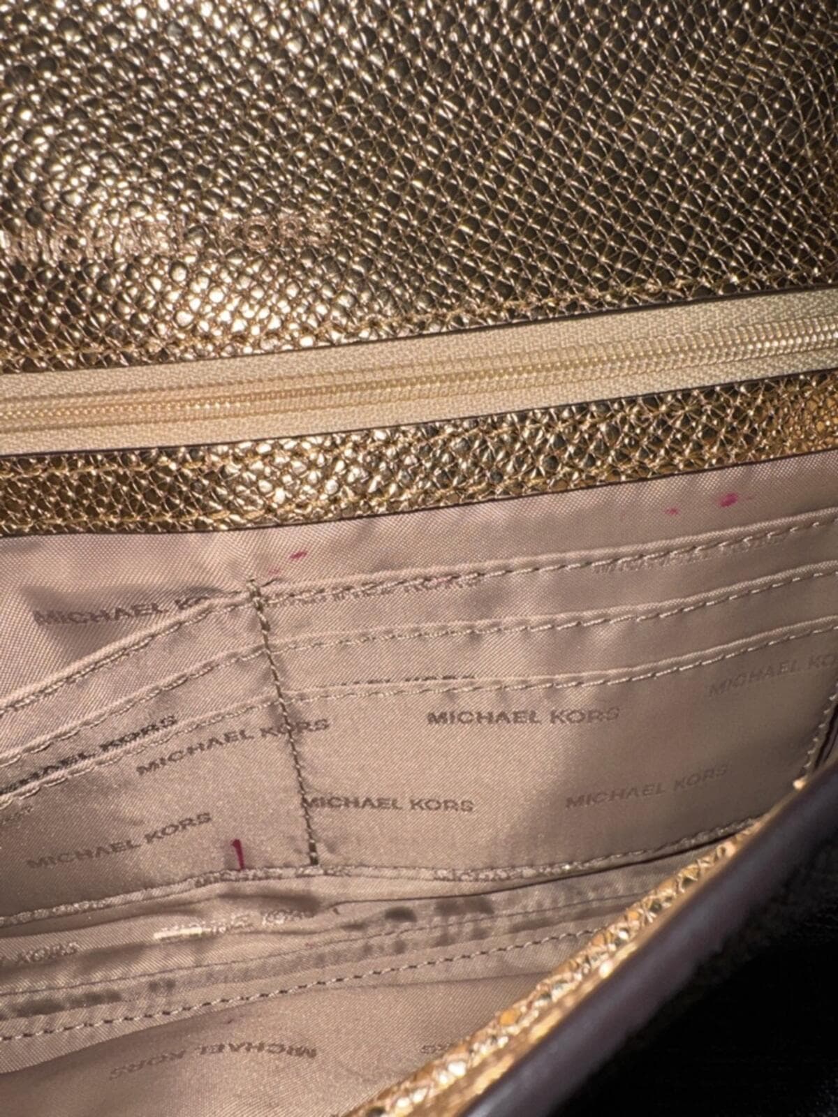 Michael Kors Metallic Gold MK Chain Clutch - Thumbnail 4