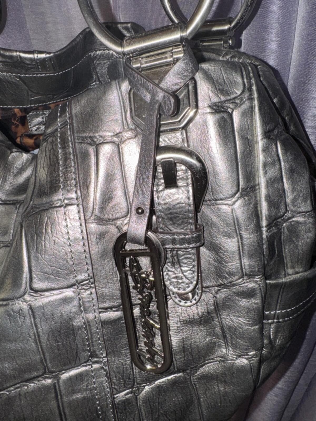 B. Makowsky, metallic silver croc-embossed hobo - Thumbnail 6