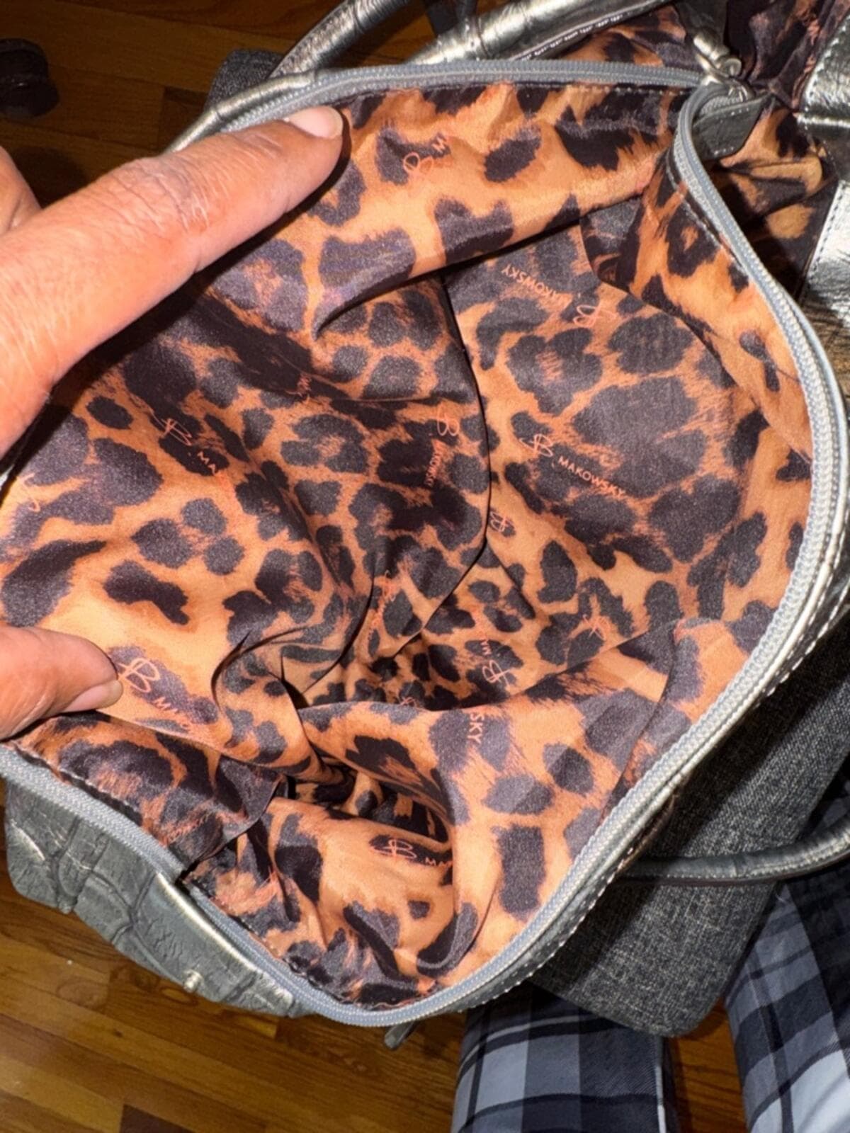 B. Makowsky, metallic silver croc-embossed hobo - Thumbnail 9