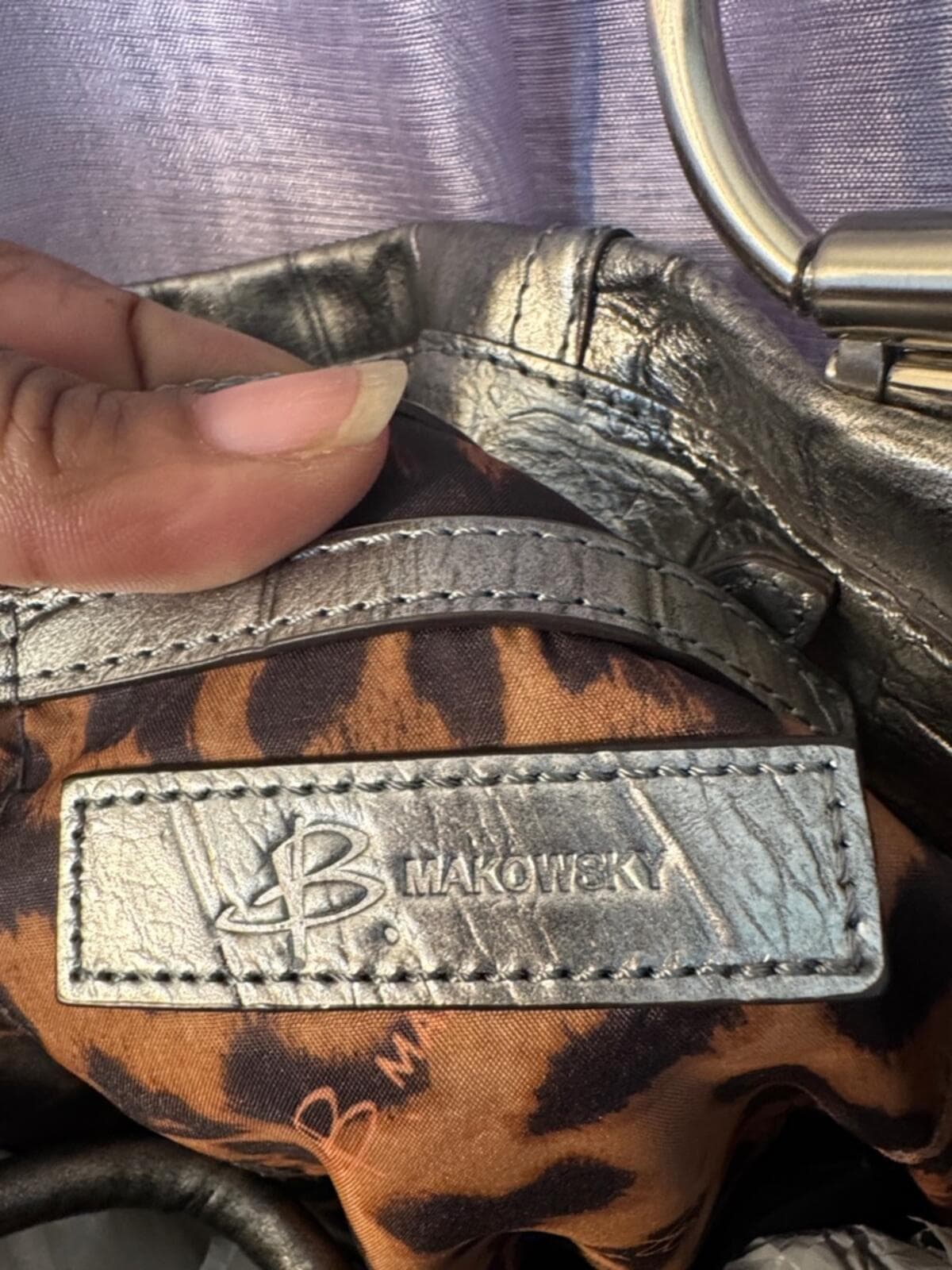 B. Makowsky, metallic silver croc-embossed hobo - Thumbnail 2