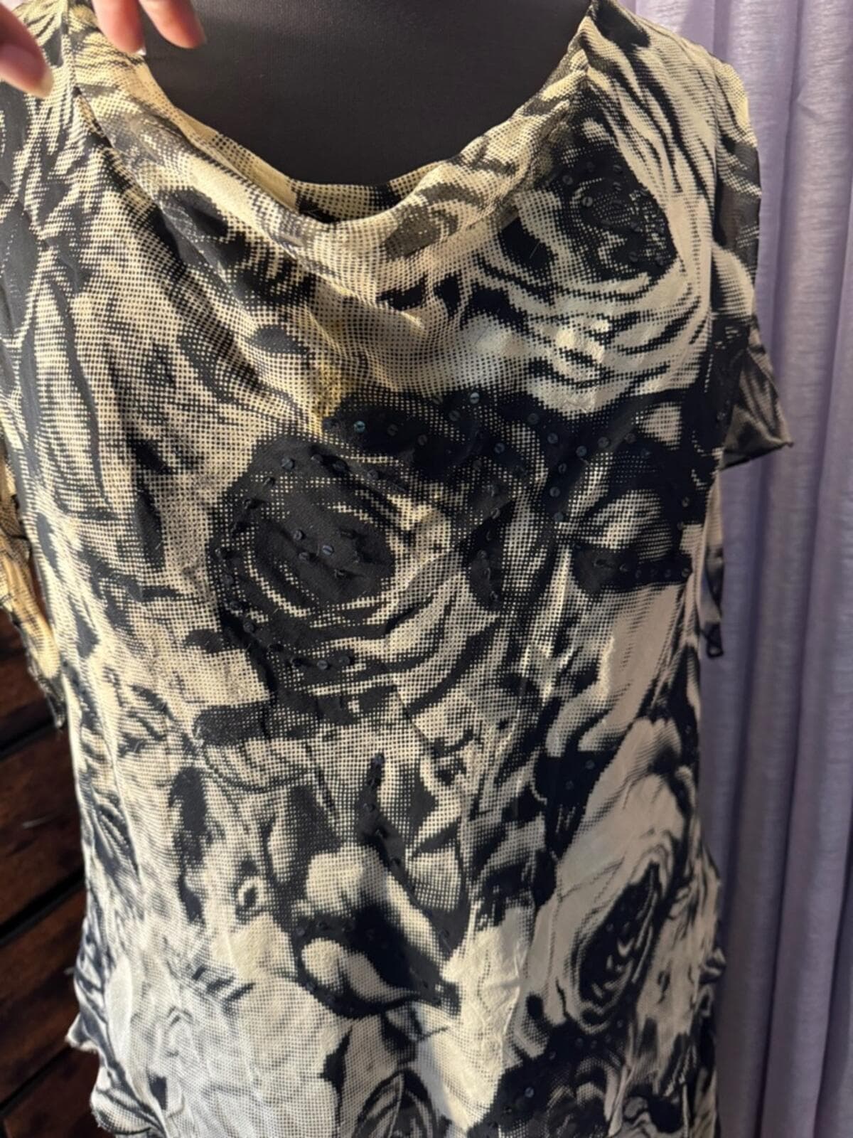 Robbie Bee Black & White 2pc Floral Layered Top & Midi skirt - Thumbnail 3