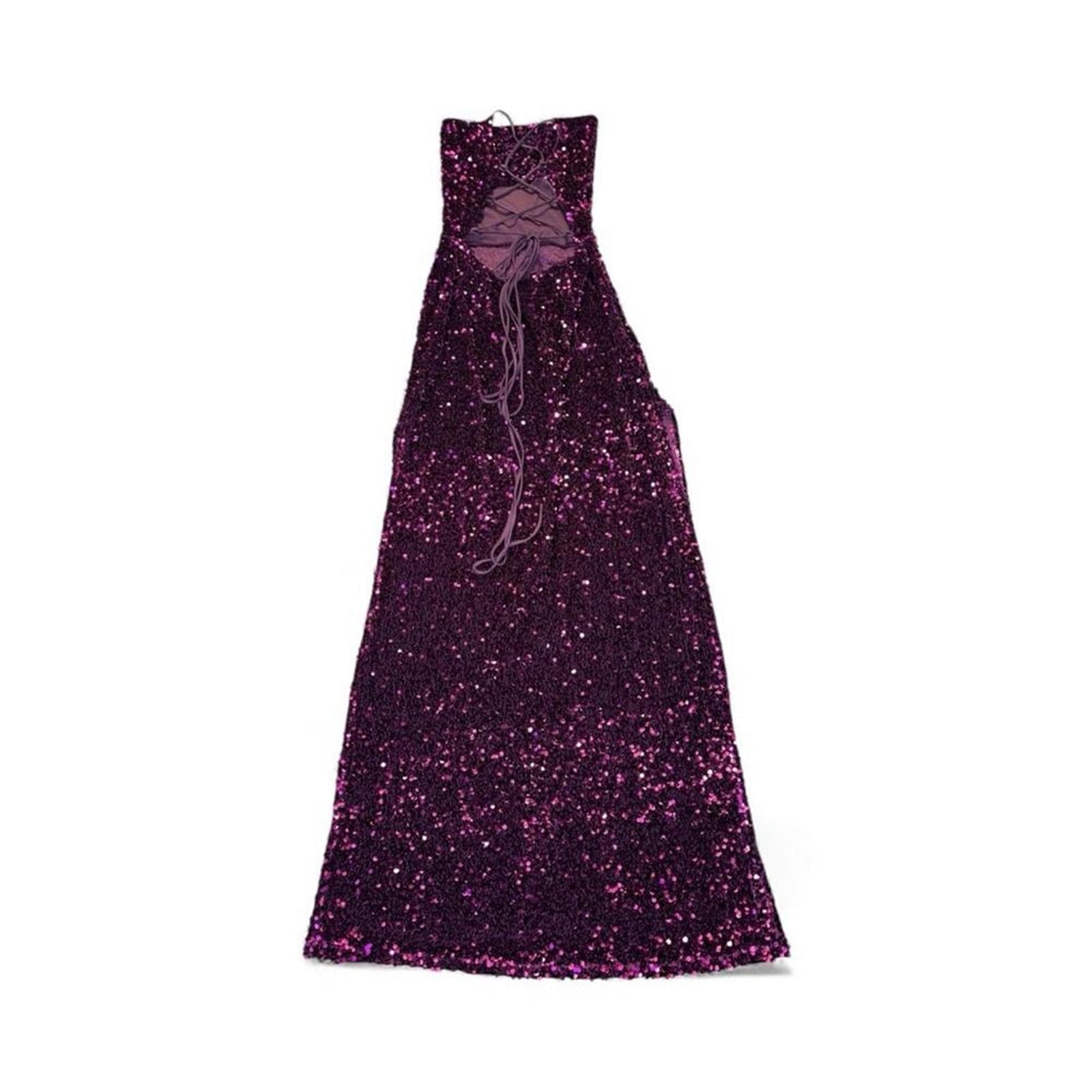 Lucy in the Sky Strapless Purple Sequin Dress - Thumbnail 3