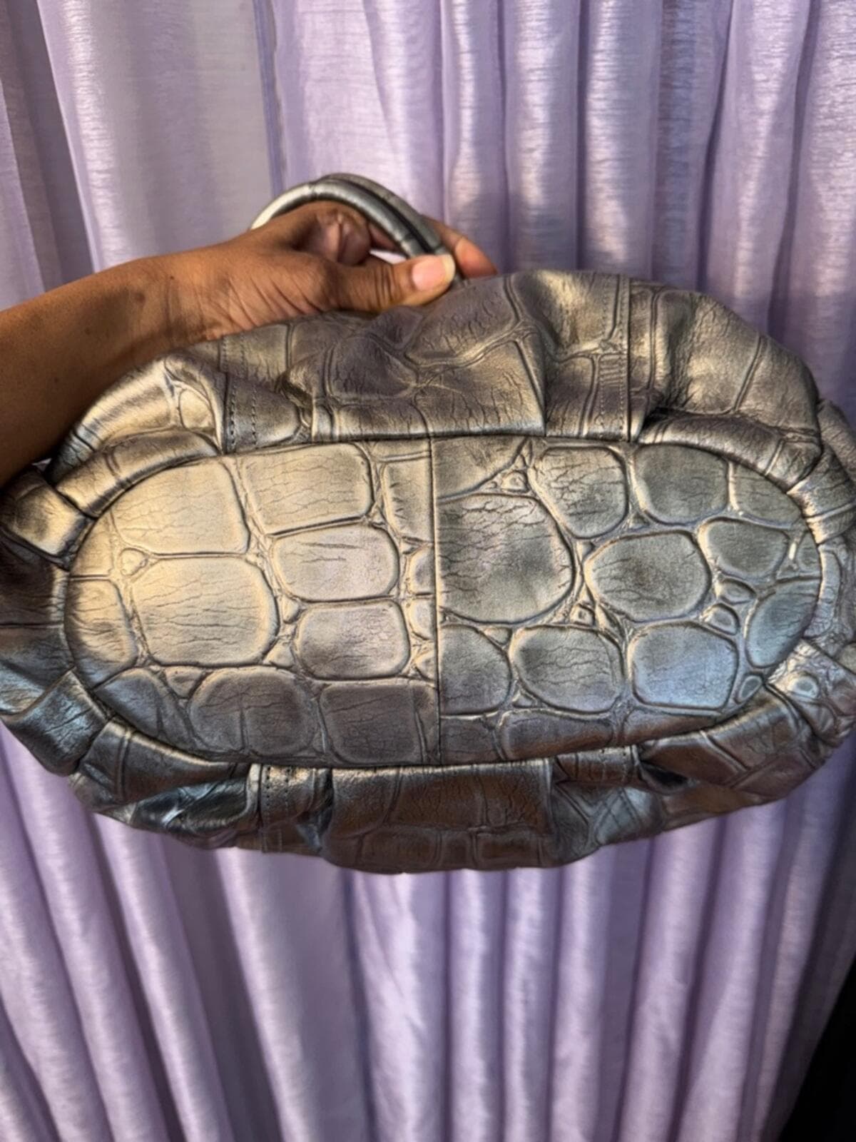 B. Makowsky, metallic silver croc-embossed hobo - Thumbnail 5