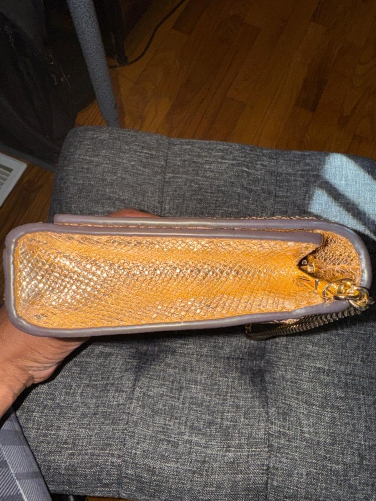 Michael Kors Metallic Gold MK Chain Clutch - Thumbnail 8