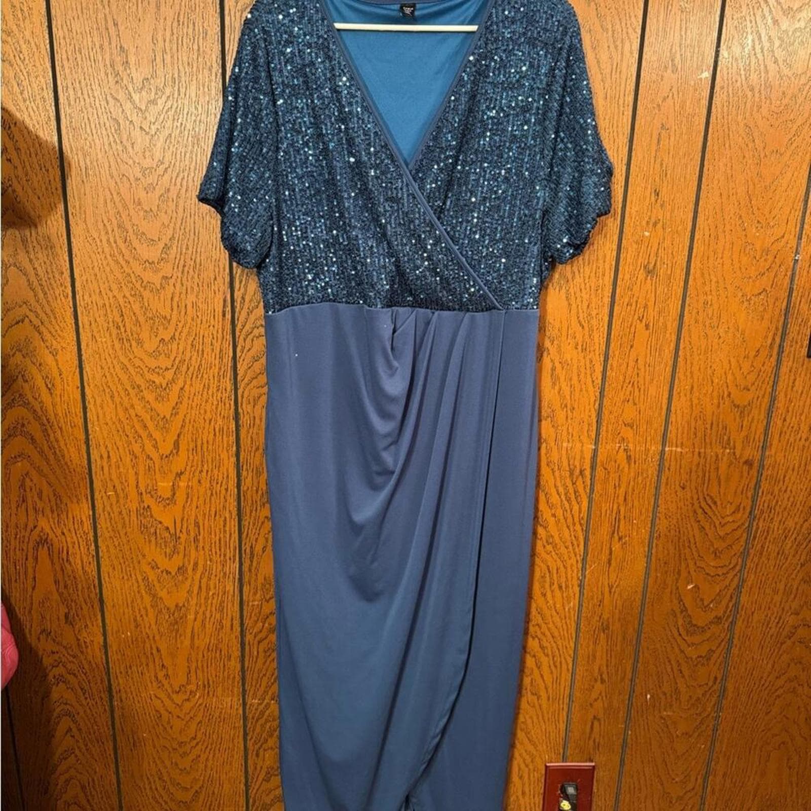 SHEIN Navy Sequin Midi Dress - Thumbnail 2