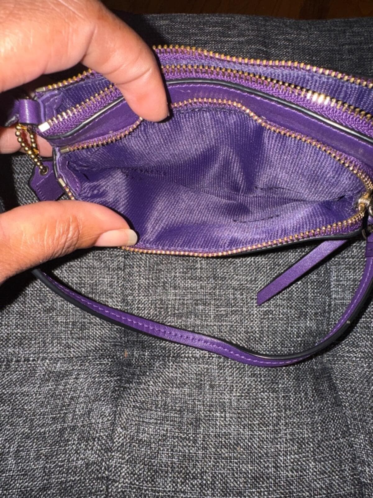 Coach Purple Leather Wristlet - Thumbnail 5