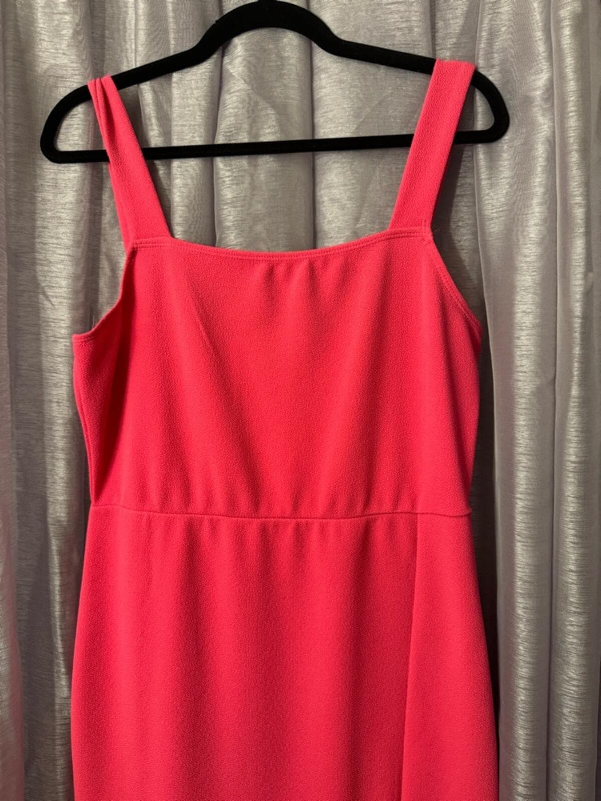 SHEIN Hot Pink Square Neck Midi Dress with Front Slit - Thumbnail 4