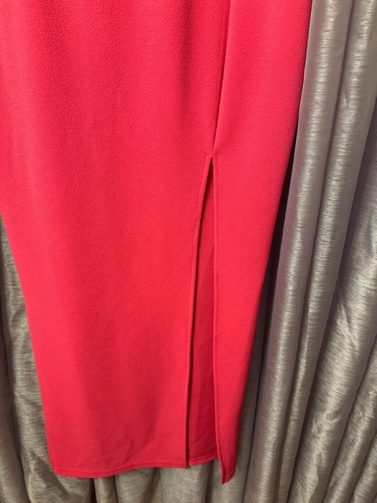 SHEIN Hot Pink Square Neck Midi Dress with Front Slit - Thumbnail 3