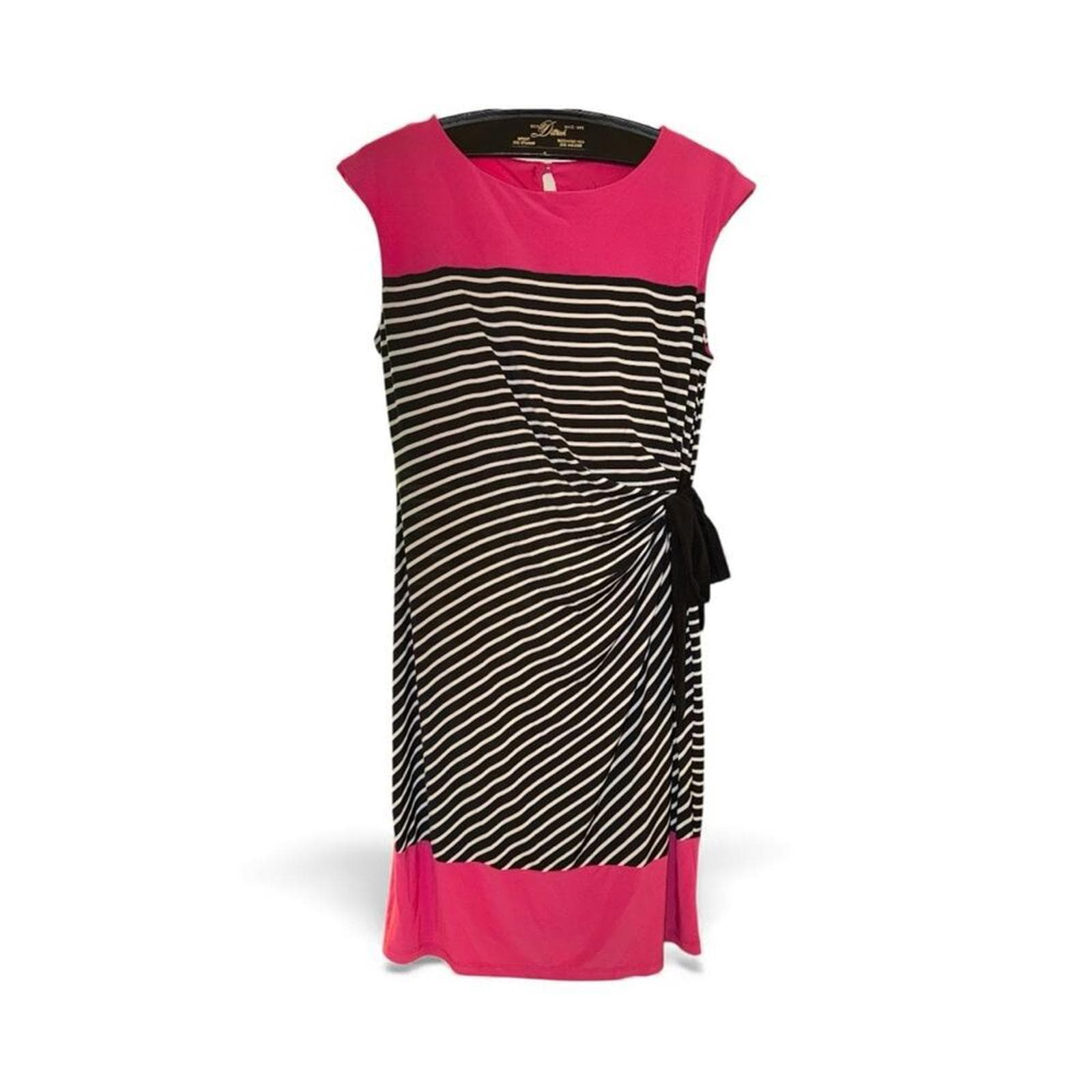 R&K Vibrant Pink and Black Midi Dress - Thumbnail 2