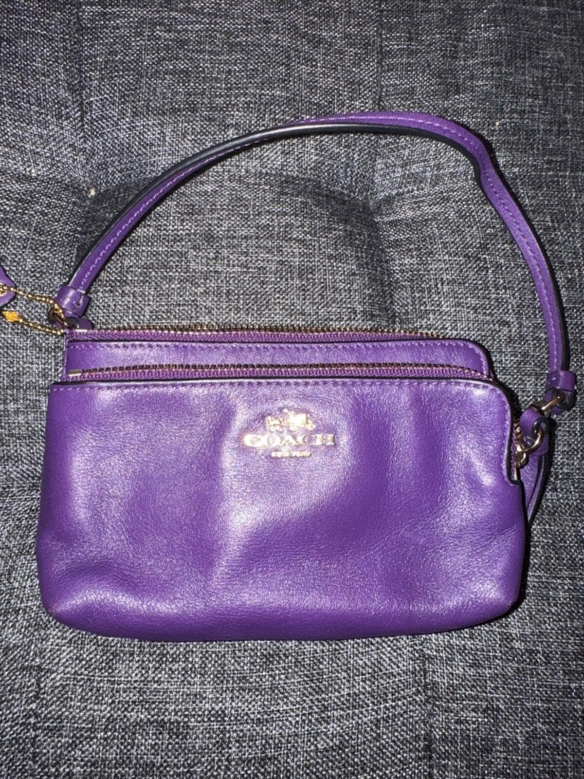 Coach Purple Leather Wristlet - Thumbnail 6