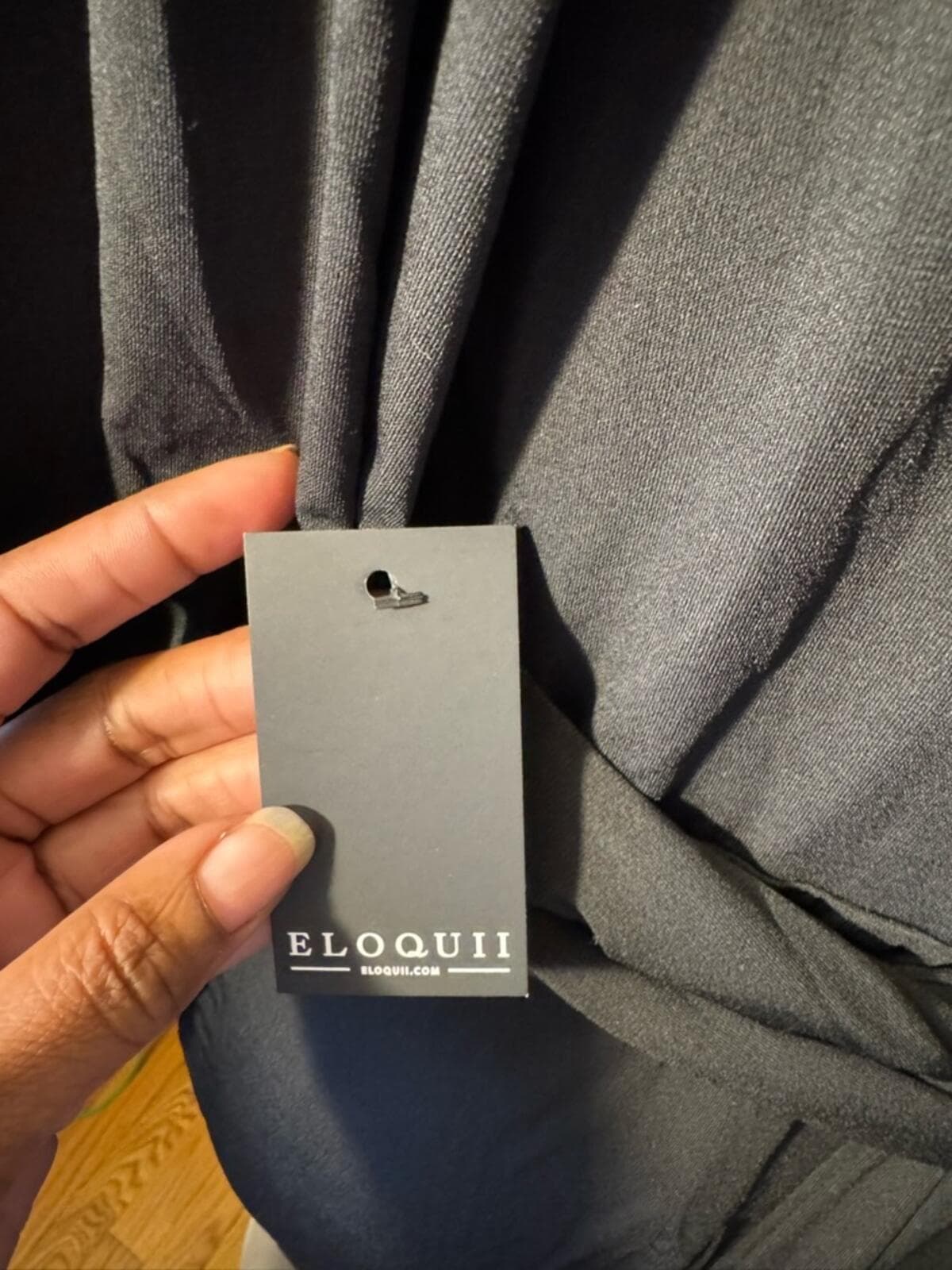 Eloquii Black Wrap V-Neck Long Sleeve Midi Dress - Thumbnail 6