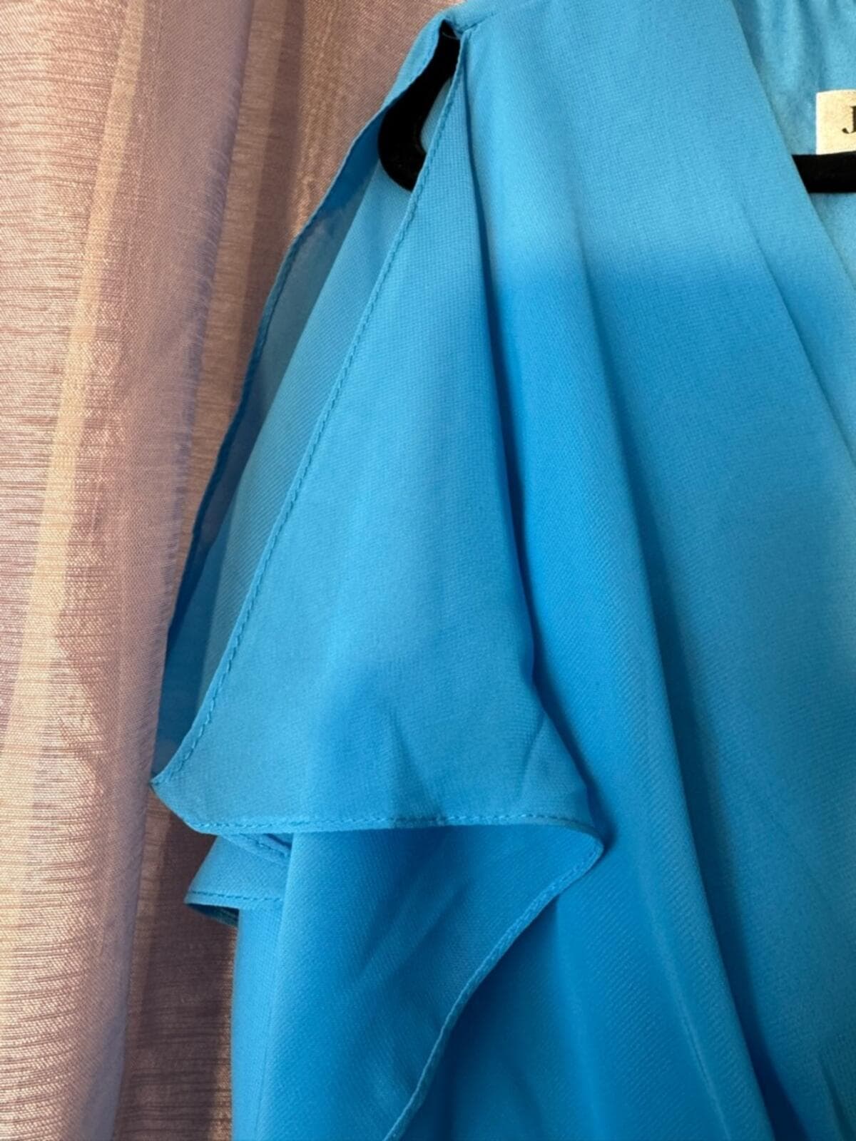 JJs House Teal V-Neck Flutter Sleeve High-Low Midi Dress - Thumbnail 4