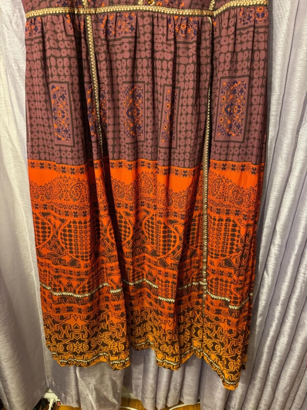 Jessica London Burnt Orange and Deep Brown Sleeveless Maxi Dress - Thumbnail 4