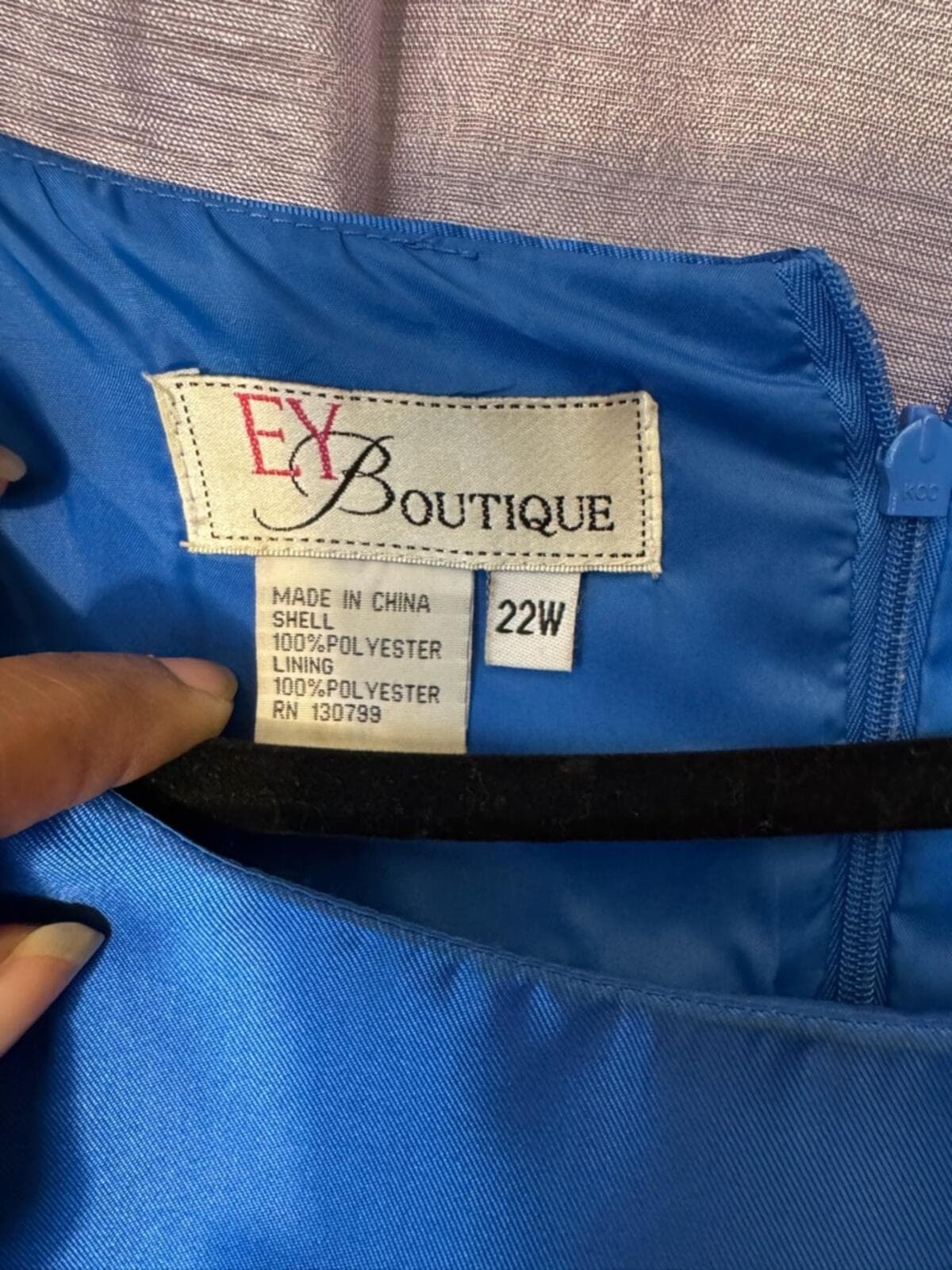 Blue High-Low Satin Dress with Cap Sleeves - Thumbnail 5