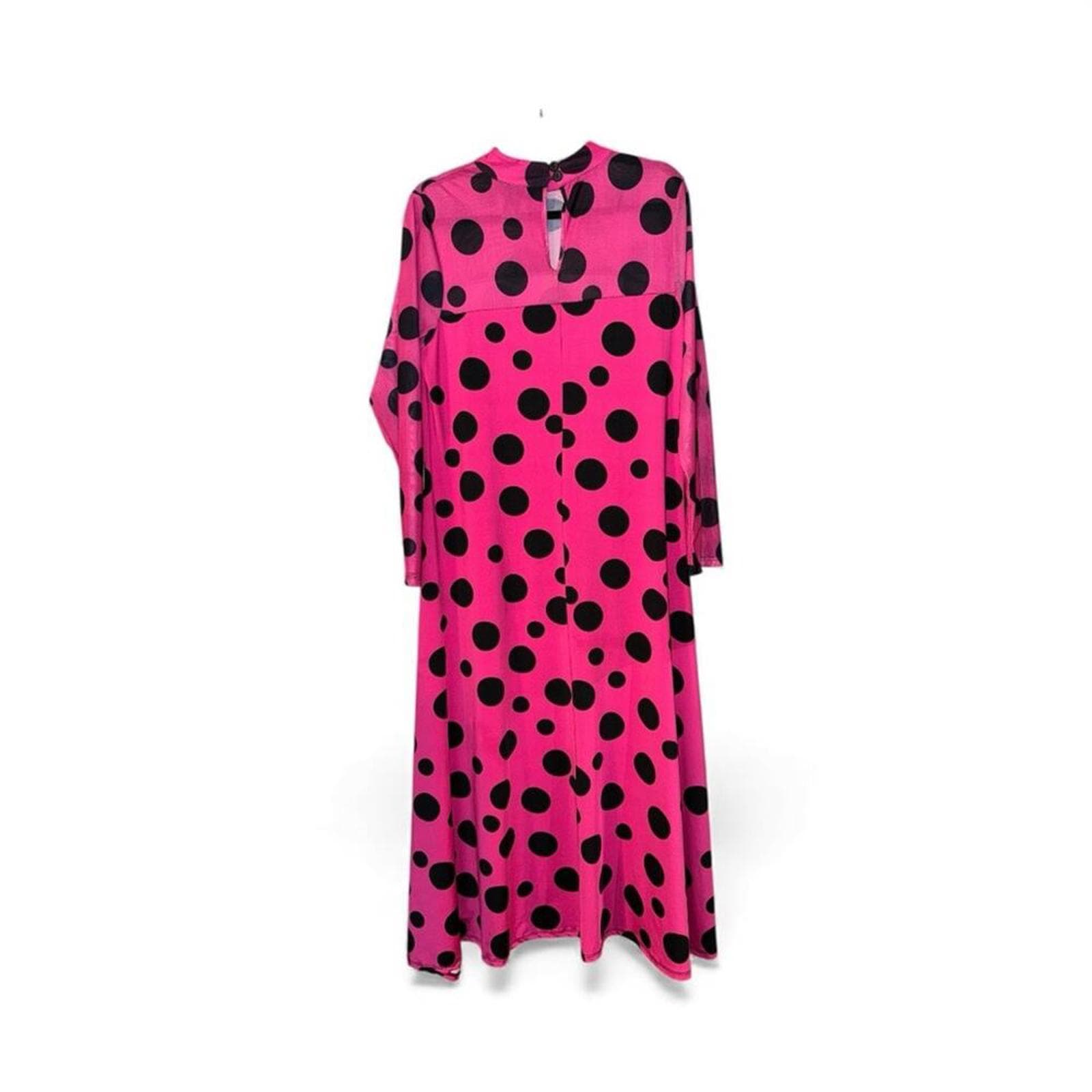 Ashley Stewart Vibrant Pink High-Low Shirt with Black Dots - Thumbnail 3