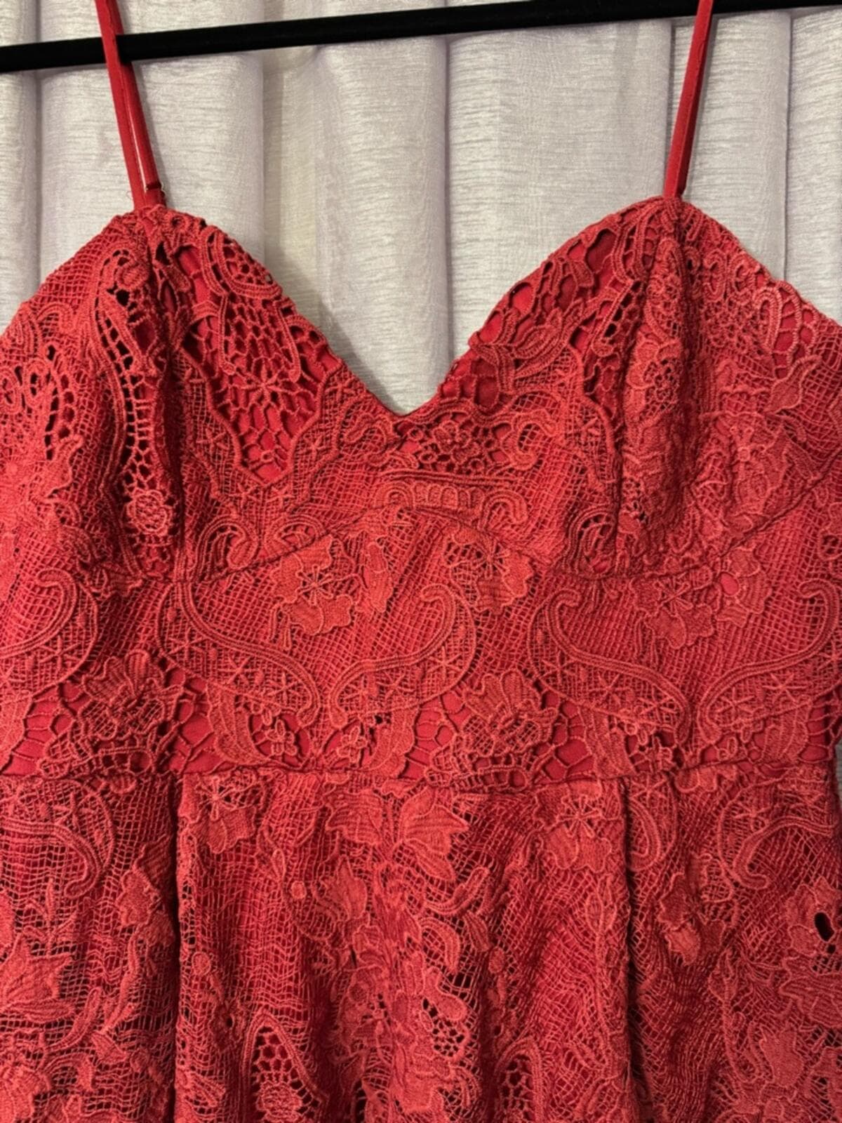 Lulu's Wine Red Lace High-Low Spaghetti Strap Dress - Thumbnail 3