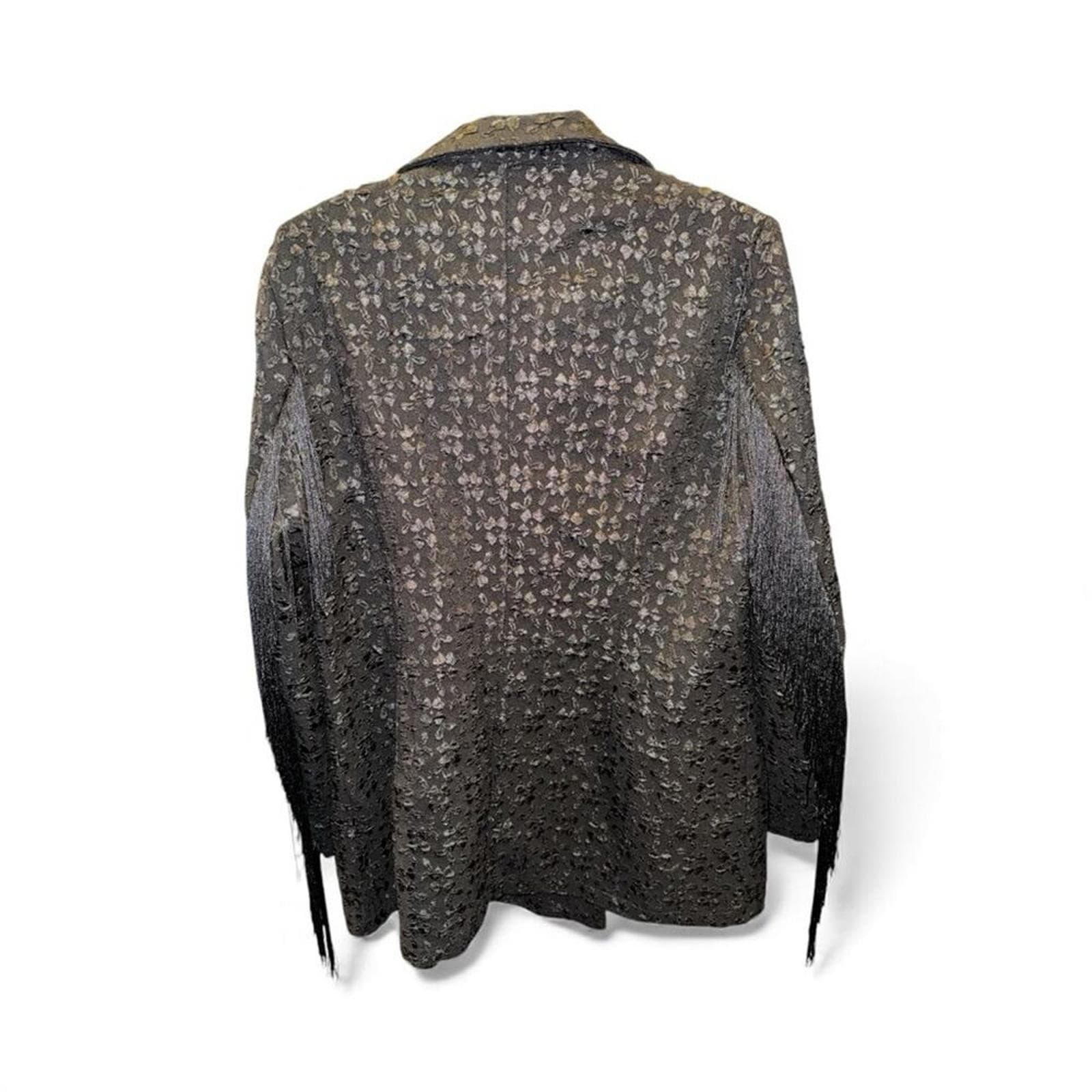 Elegant Black Fringe Women's Blazer - Thumbnail 3