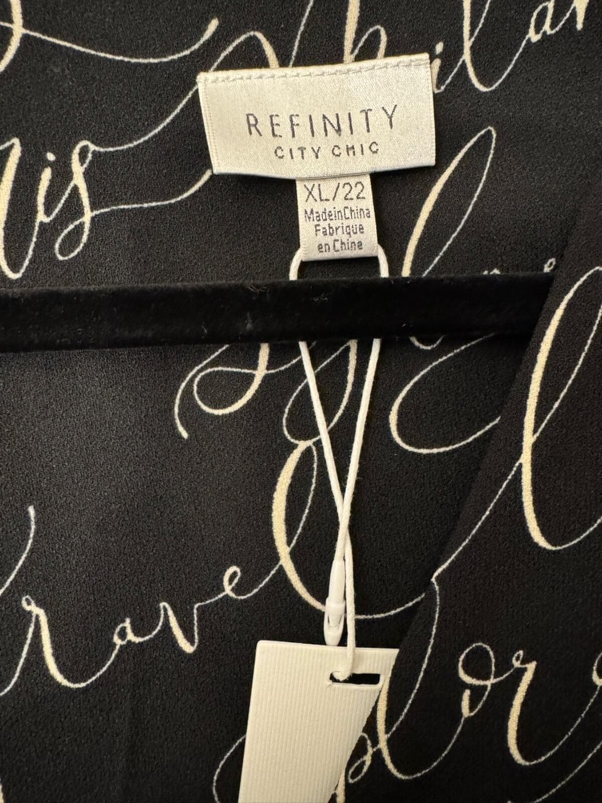 Finity Black Script Wrap Midi Dress with Subtle White Print - Thumbnail 3