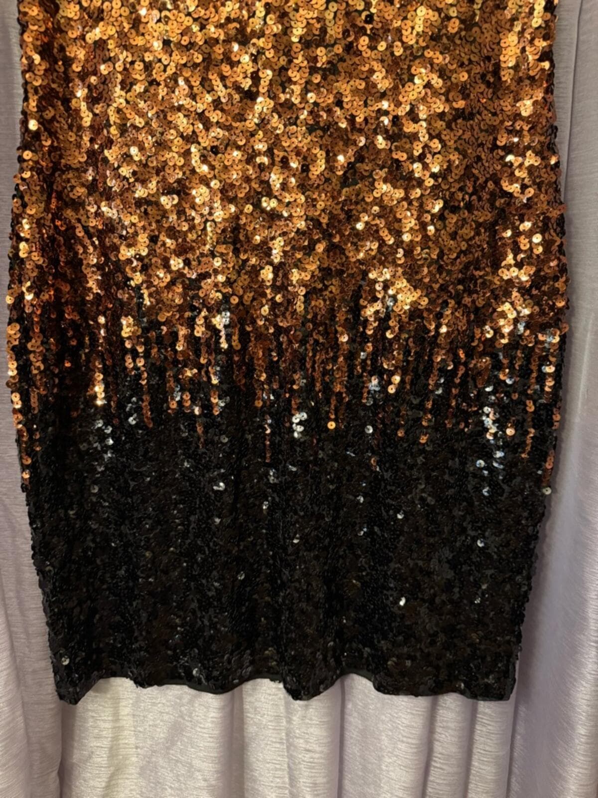 Sequin Ombre VNeck Mini Dress in Gold and Black - Thumbnail 5