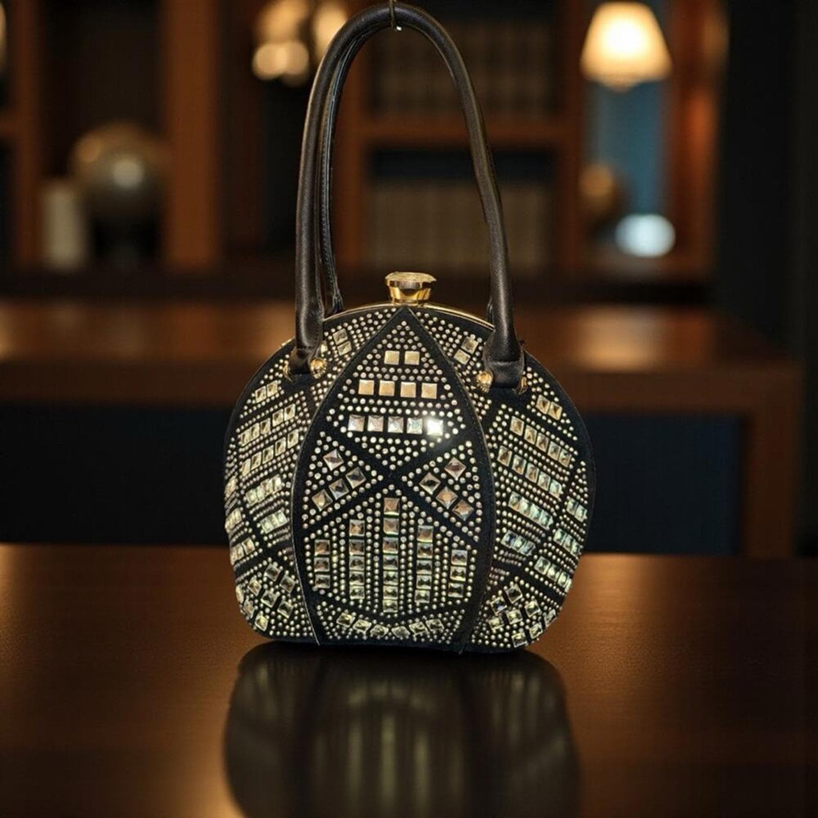 DOME SHAPED RHINESTONE SATCHEL - Image 1