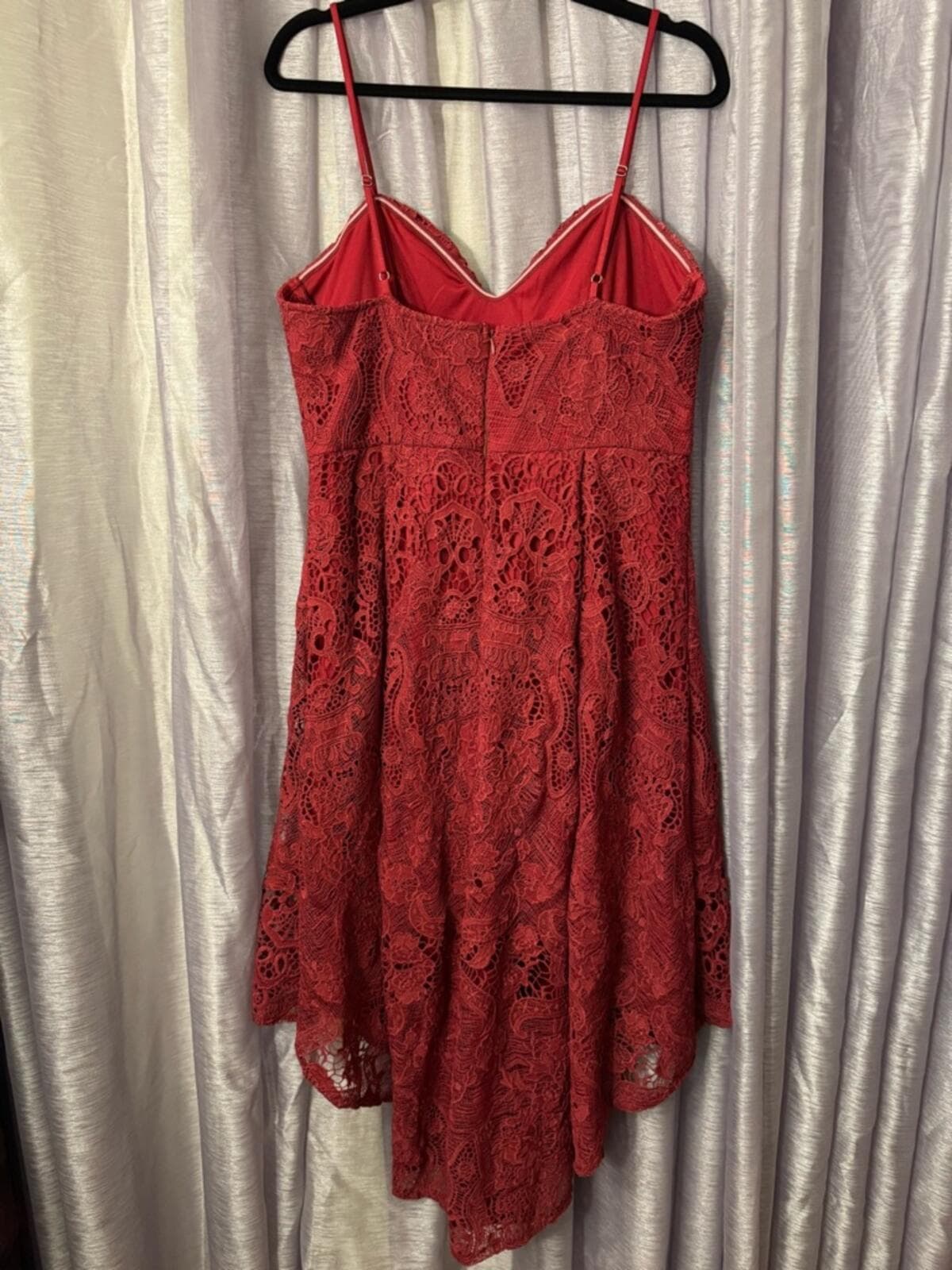 Lulu's Wine Red Lace High-Low Spaghetti Strap Dress - Thumbnail 5