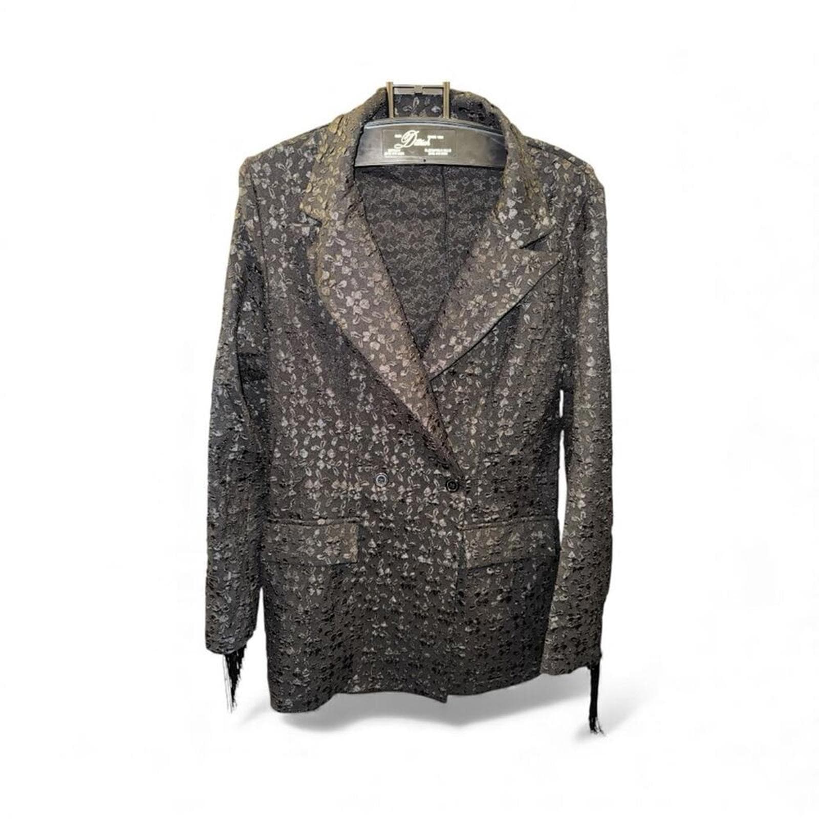 Elegant Black Fringe Women's Blazer - Thumbnail 2