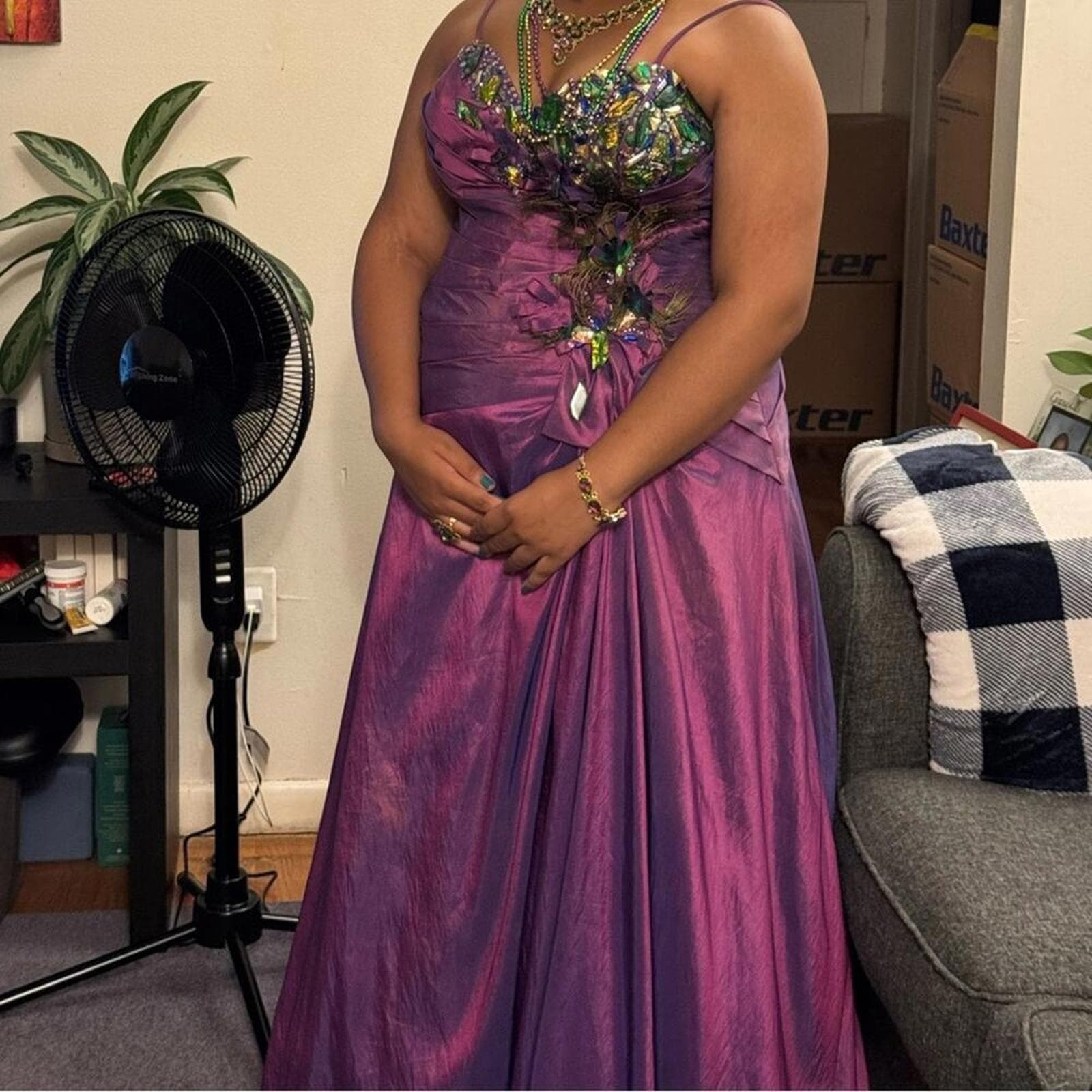 Precious Formals Purple Prom Dress - Thumbnail 2