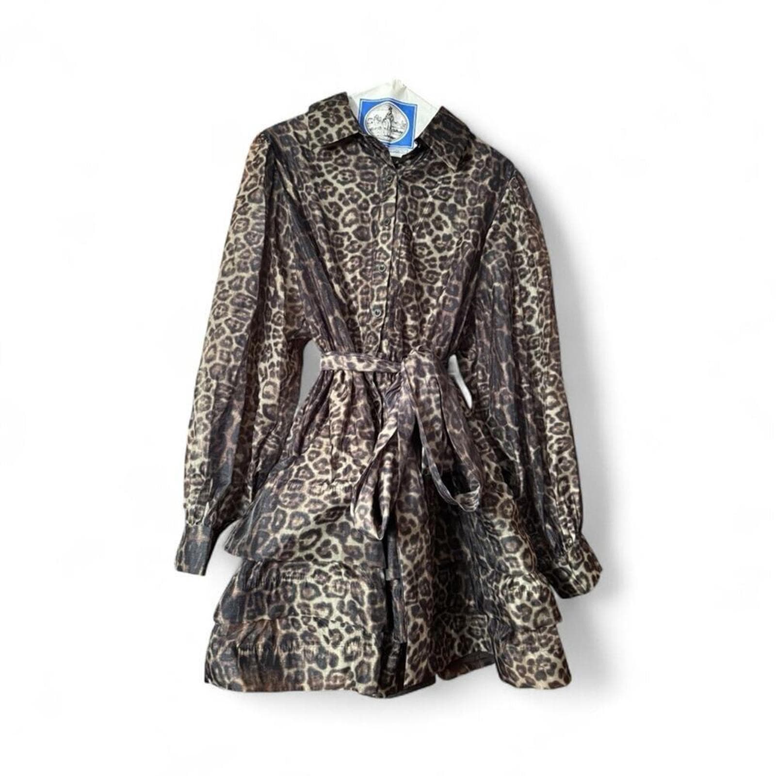 Leopard Print Belted Dress - Thumbnail 3