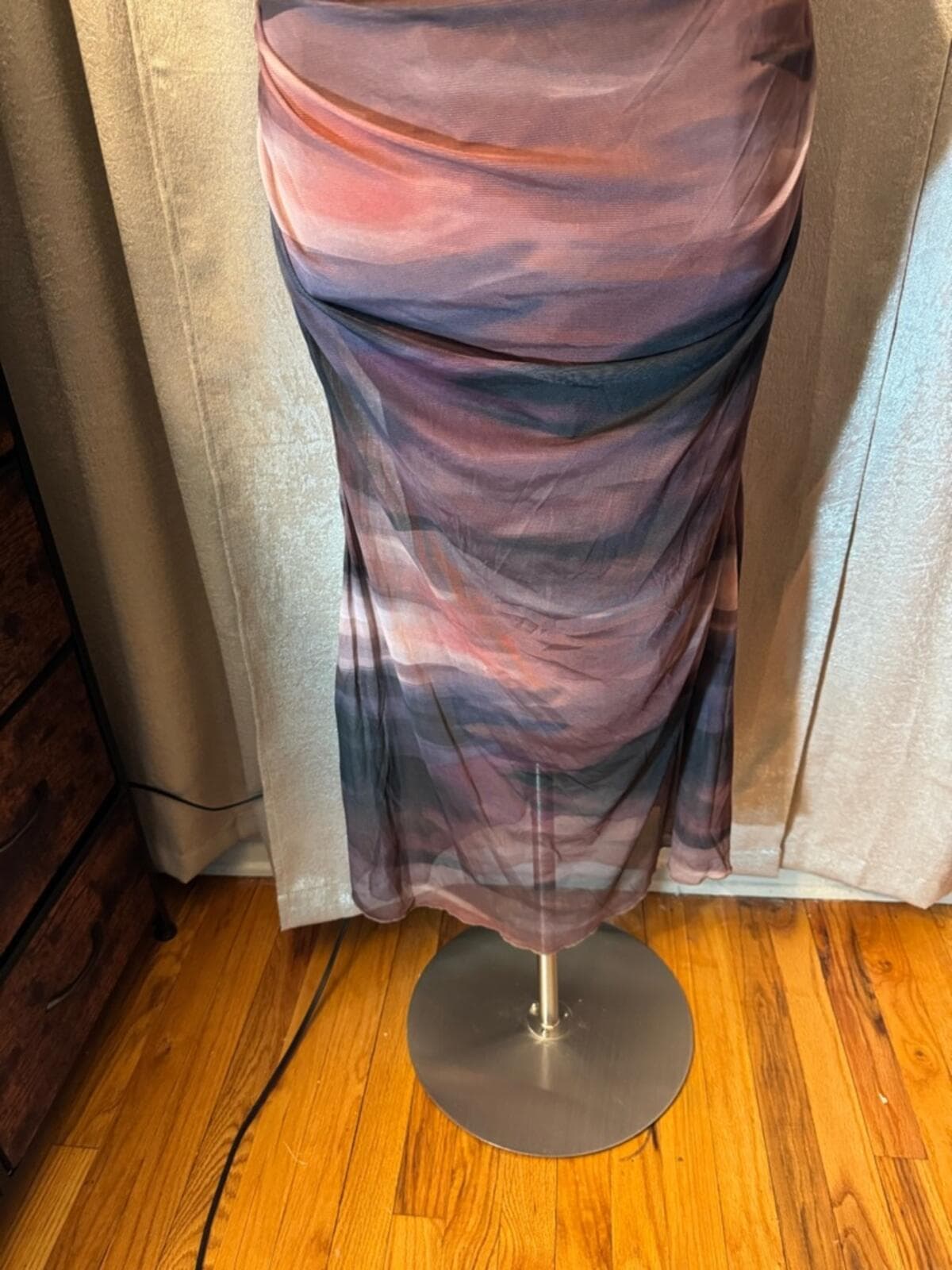 SHEIN Curve Satin Slip Dress in Brown & Black - Thumbnail 3