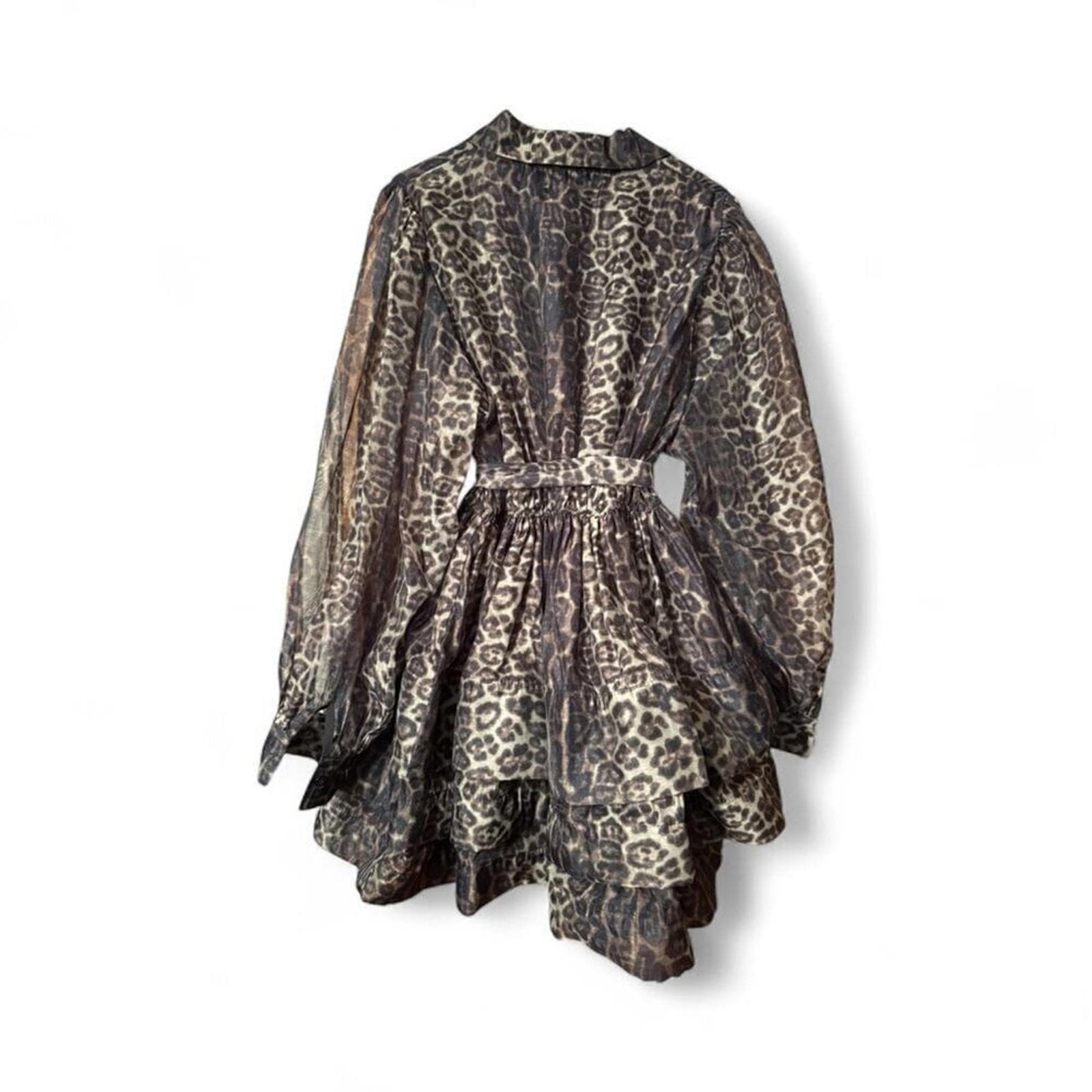 Leopard Print Belted Dress - Thumbnail 4