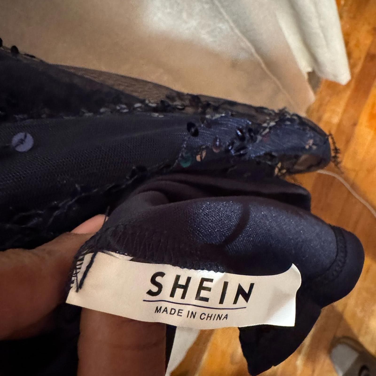 Navy Sequin Mini Dress - Thumbnail 4