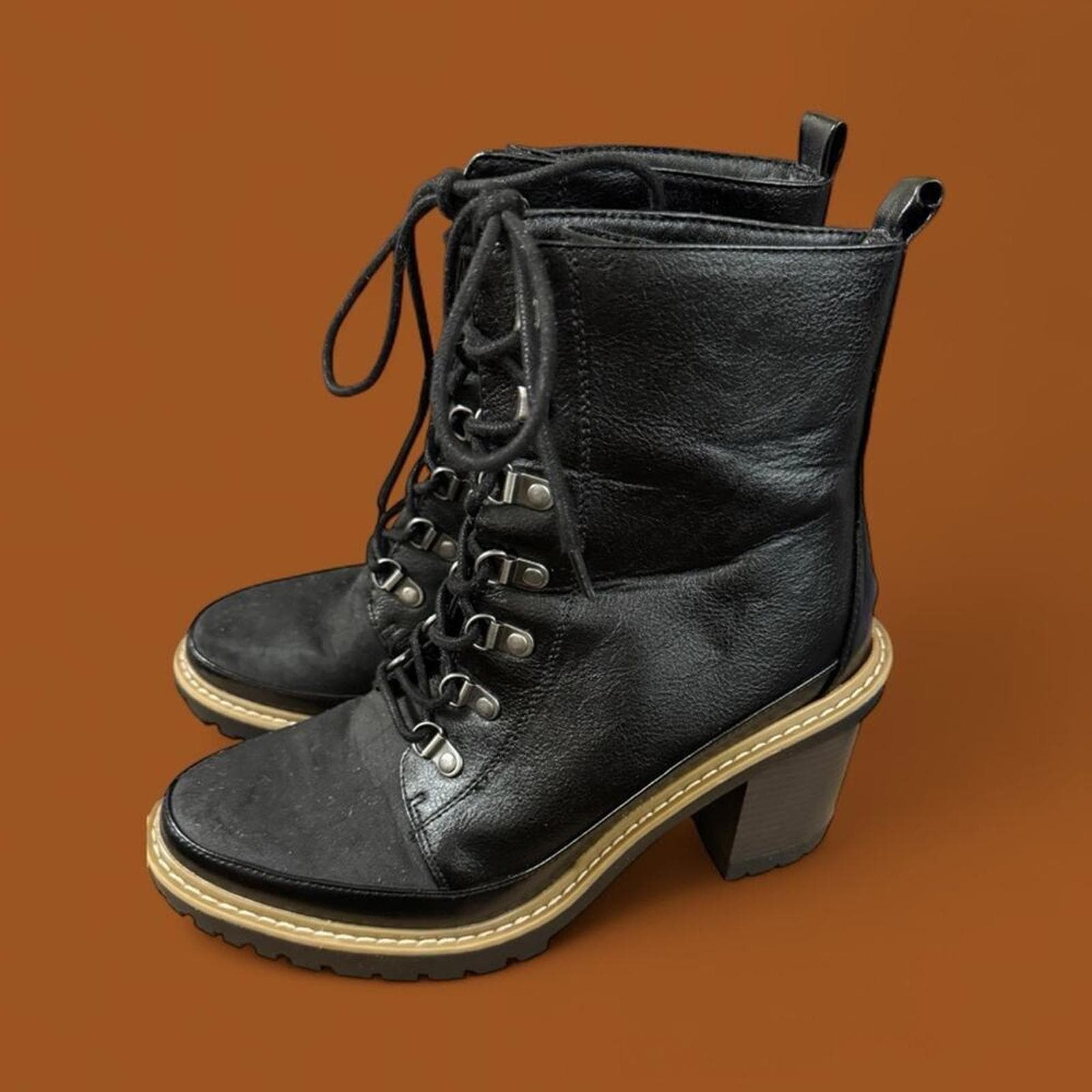 a new day Black and Tan Combat Boots - Thumbnail 2